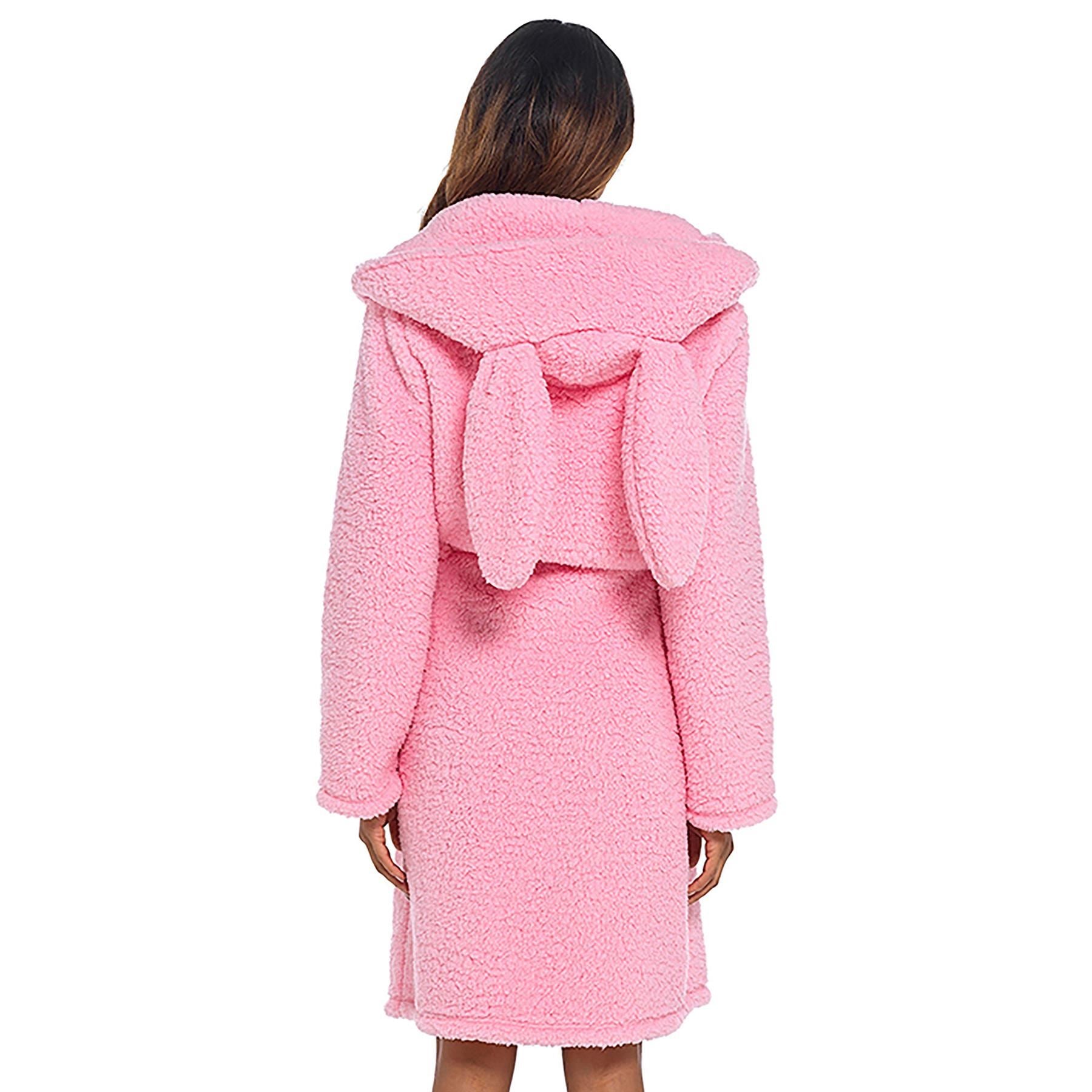 A2Z Women's Luxurious Fluffy Fleece Robe Winter Sherpa Hooded Dressing Gown