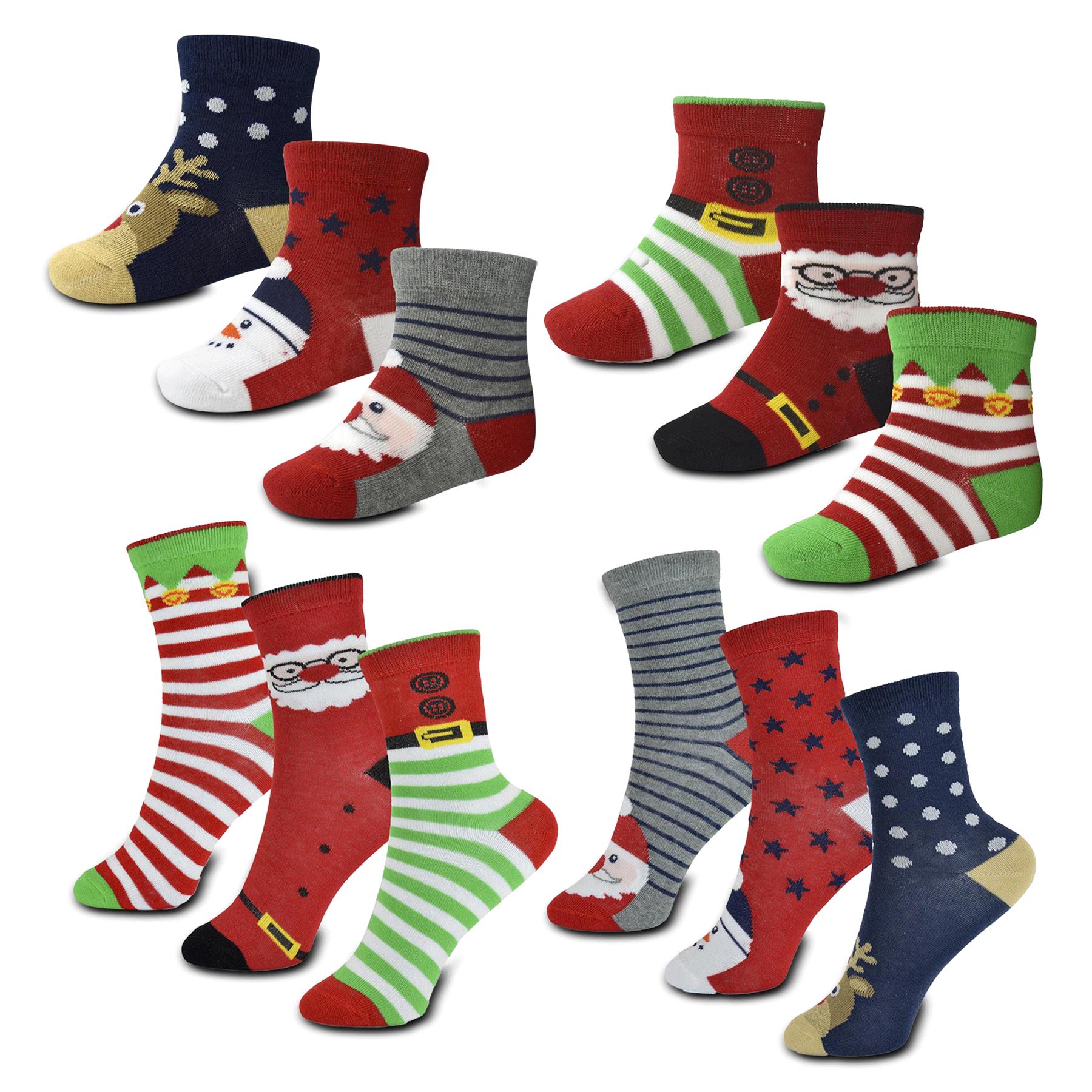 A2Z 4 Kids 3 Pack Kids Baby Girls Boys Family Socks Xmas Novelty Pattern Socks