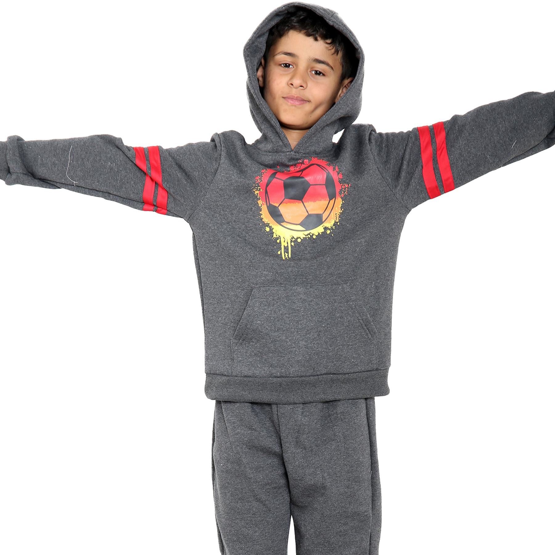 Kids Boys Football Print Hooded Pullover Hoodie & Bottom Jogging Suit