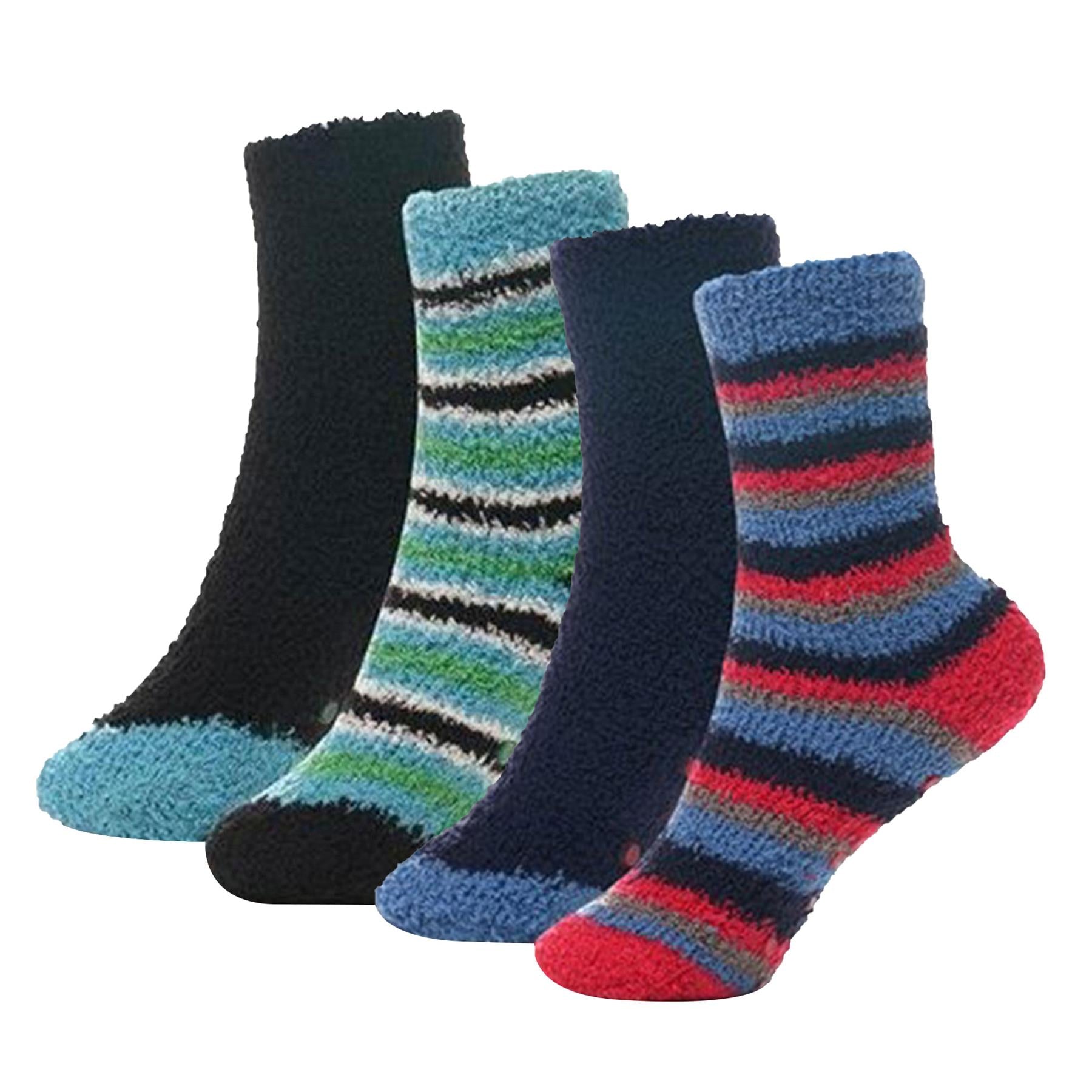 Kids Boys Cosy Thermal Socks Super Soft Fluffy Warm Non Skid Grippers Socks