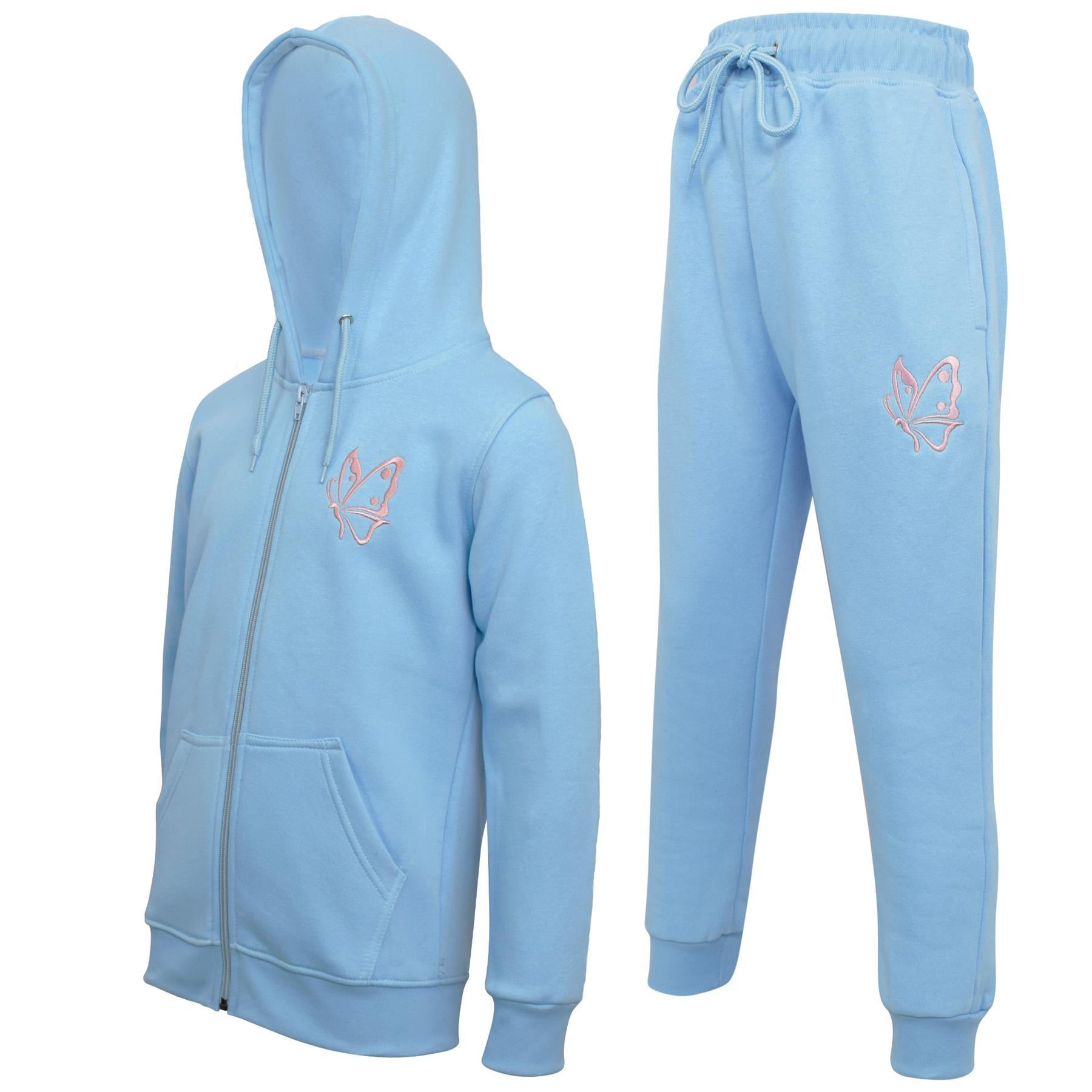 A2Z 4 Kids Girls Tracksuit Zipped Hooded Sweatshirt Top Bottoms Sportswear Set