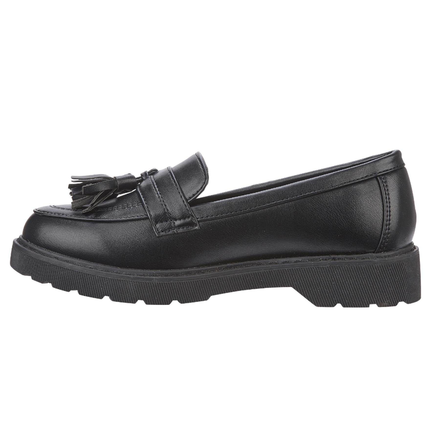 A2Z 4 Kids Girls Black Platform Loafers Moccasins Slipper Faux Leather