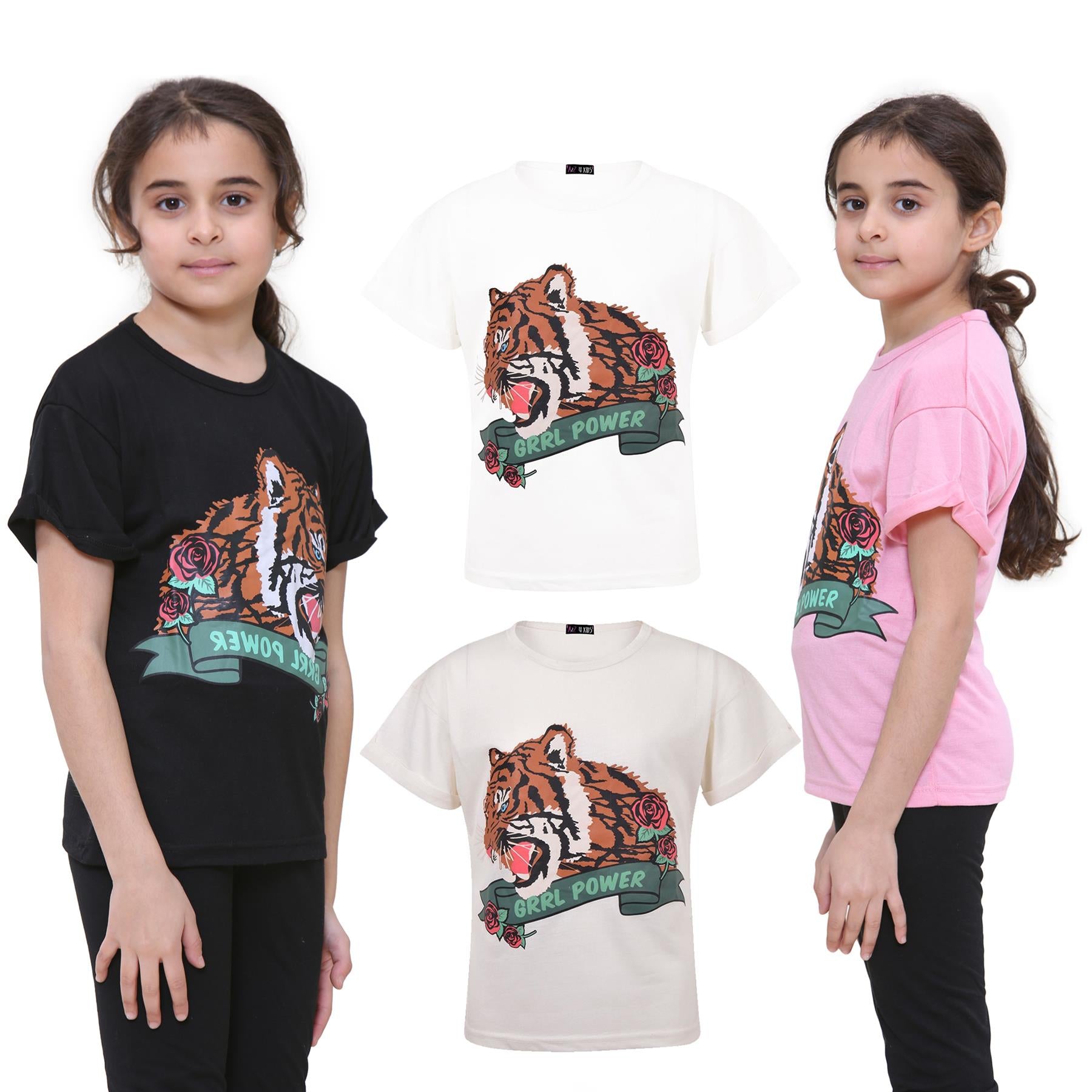 Kids Girls T Shirts Grrl Power Printed Summer Tank Top & Tees