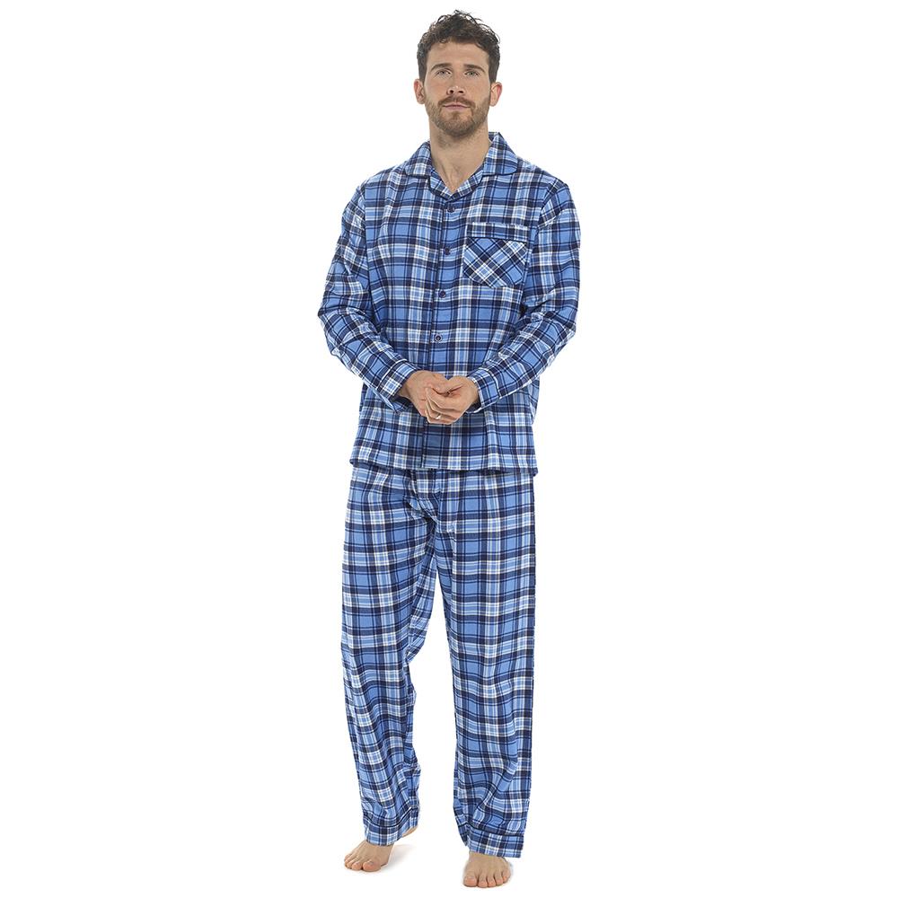 A2Z Mens Pyjama Traditional Check Brushed Cotton PJS Pyjama Set 2 Piece Top Set