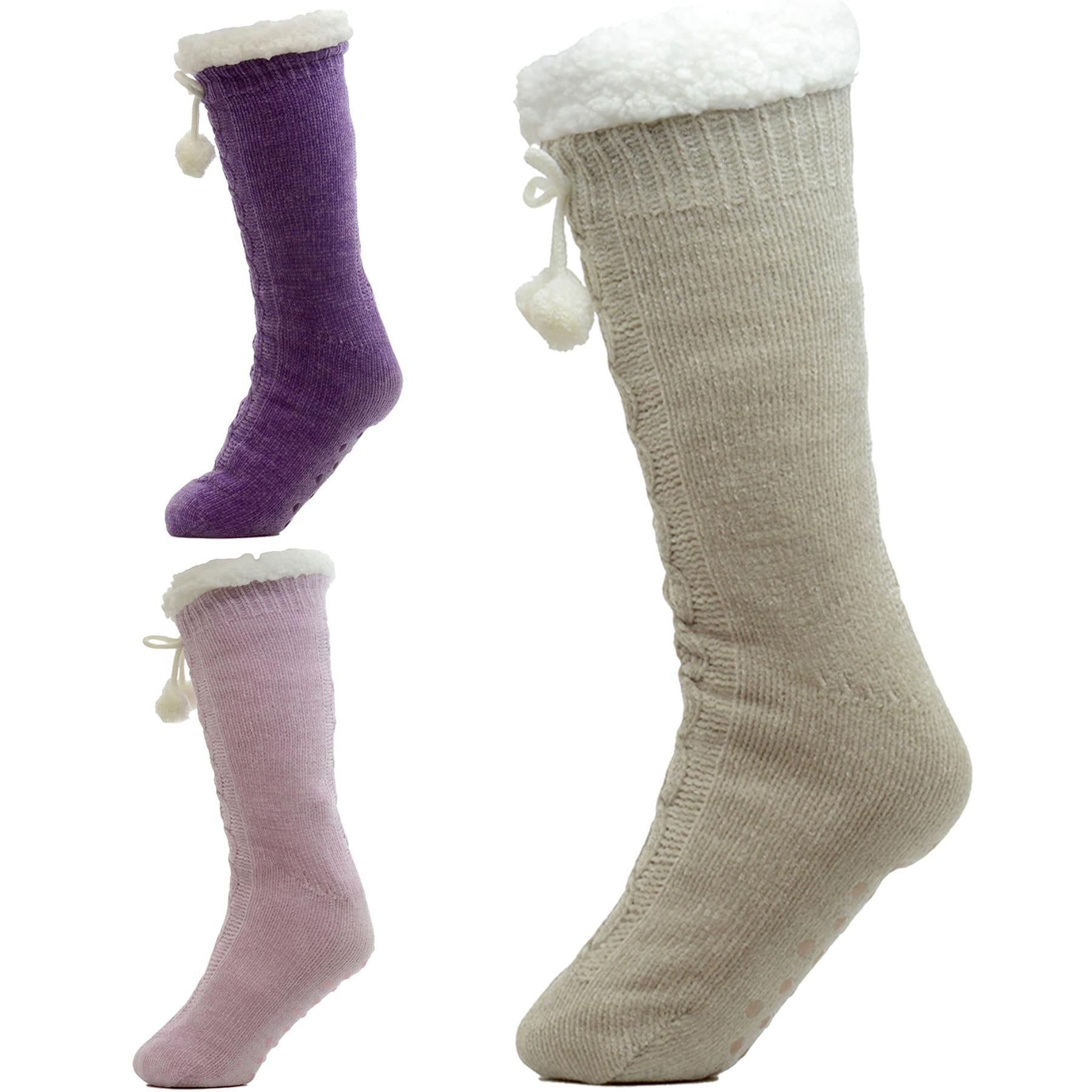 A2Z Ladies Chenille Cable Lounge Sock Sherpa Lining Comfort For Daily Wear Socks