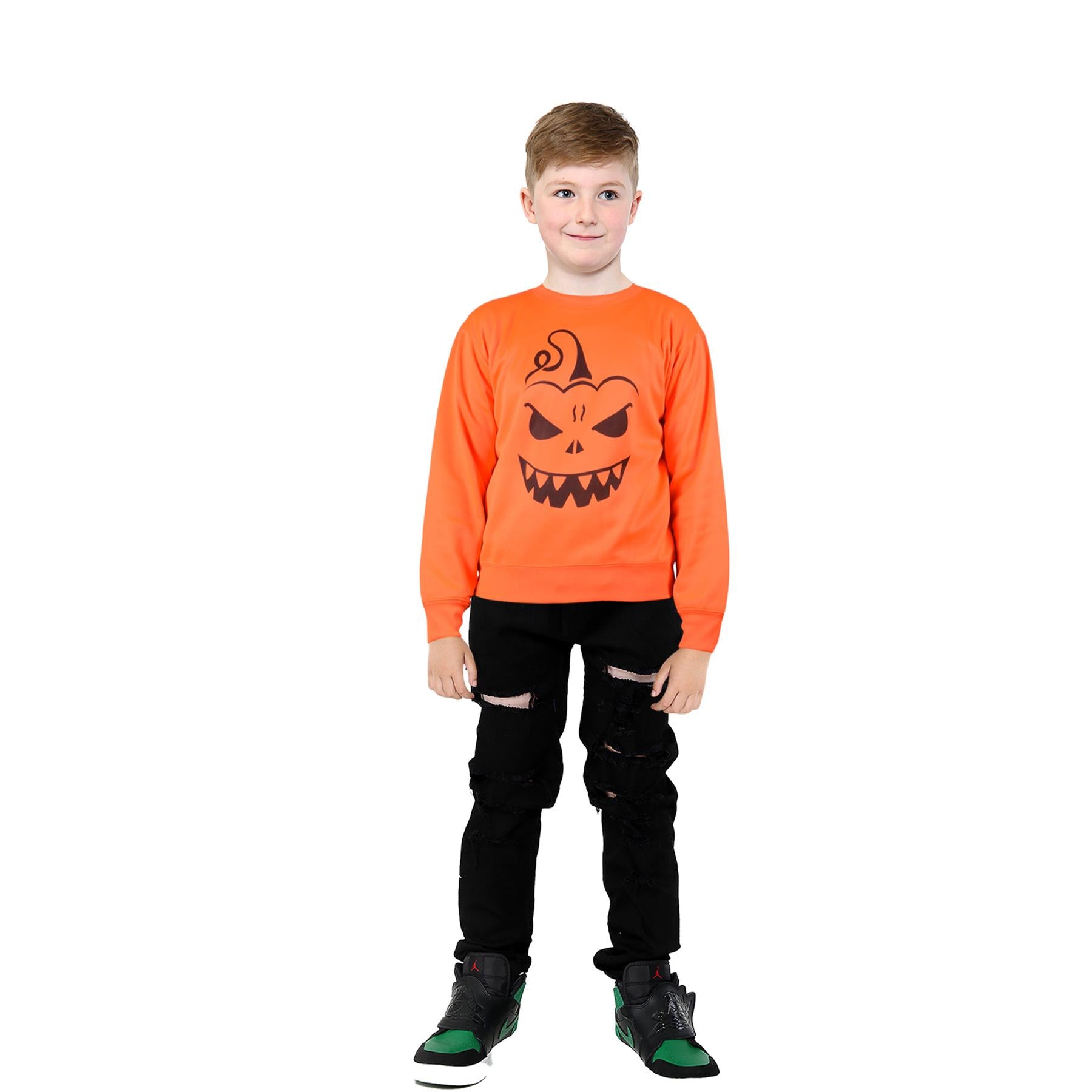 Kids Girls Boys Halloween Pumpkin Sweatshirt Long Sleeve Pullover Shirts 5-14