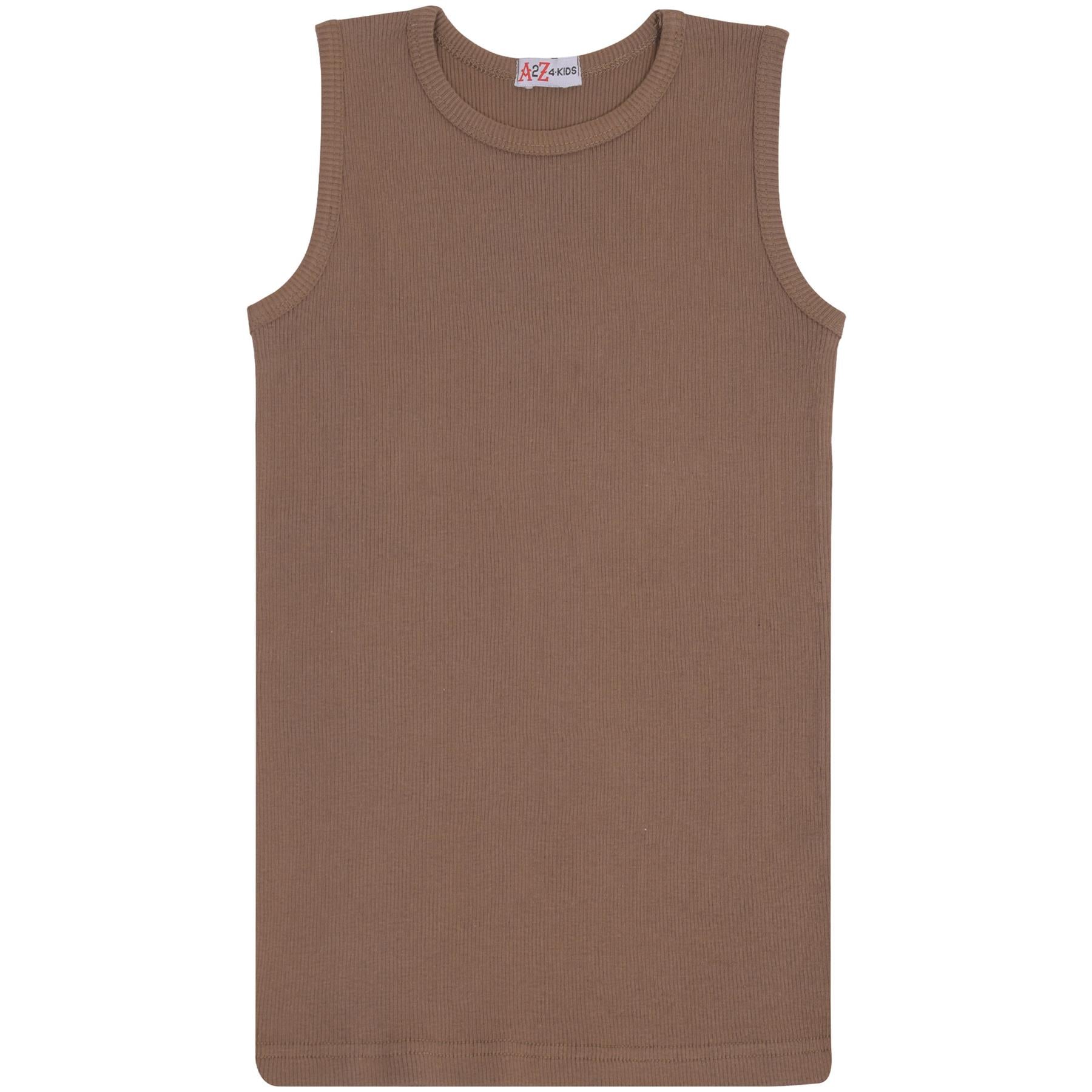 Kids Girls Ribbed Vest Top 100% Thick Cotton Fashion Tank Tops T Shirt 2-13 Year