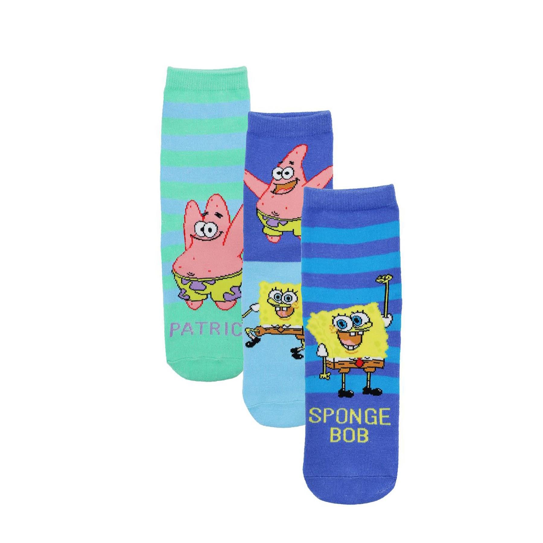 Kids Pack Of 3 Boys Socks Spongebob Squarepants Ankle Socks Officially Licensed