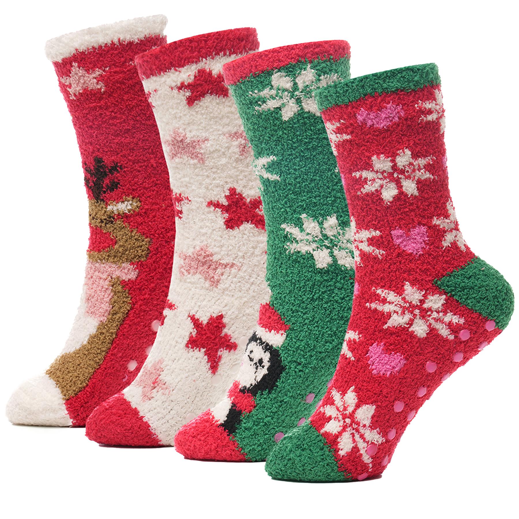 A2Z Ladies Socks 4 Pack Christmas Novelty Durable Stylish Winter Warm Cosy Socks