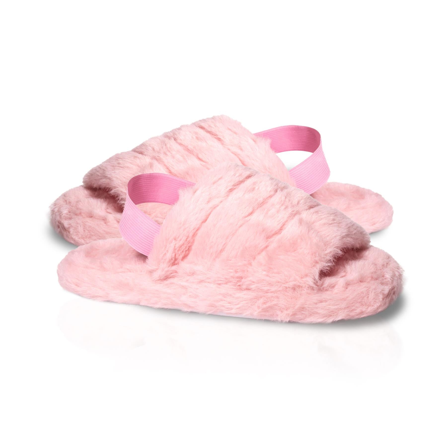 A2Z Women Sliders Fluffy Faux Fur Peep Toe Warm Winter Soft Cosy Ladies Slippers