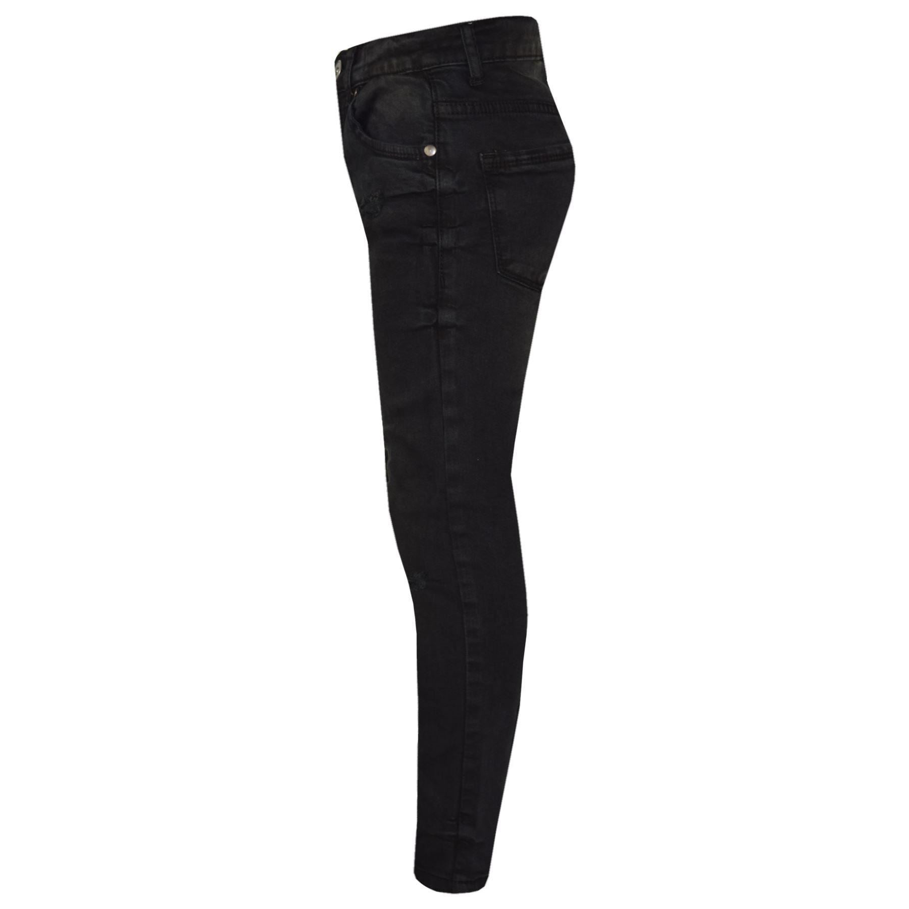 Kids Girls Stretchy Jeans Ripped Denim Pants Trousers Jeggings Age 3-14 Years