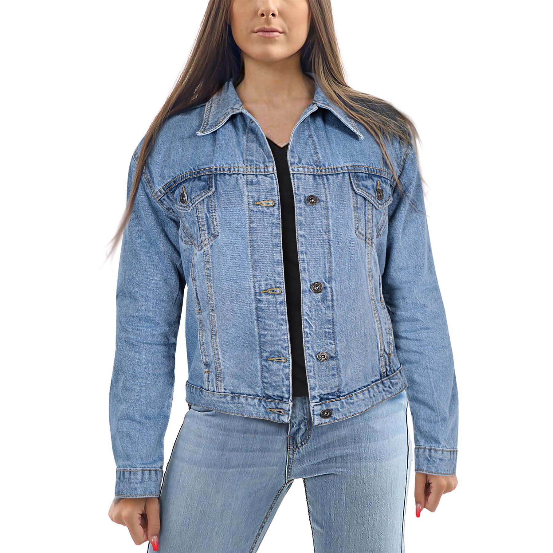 Ladies Women Denim Jacket Cotton Casual Fashion Vintage Classic Streetwear Jean