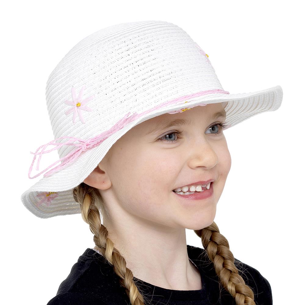 Kids Straw Hat Summer Beach Sun Hat Floppy Foldable With Wide Brim For Girls