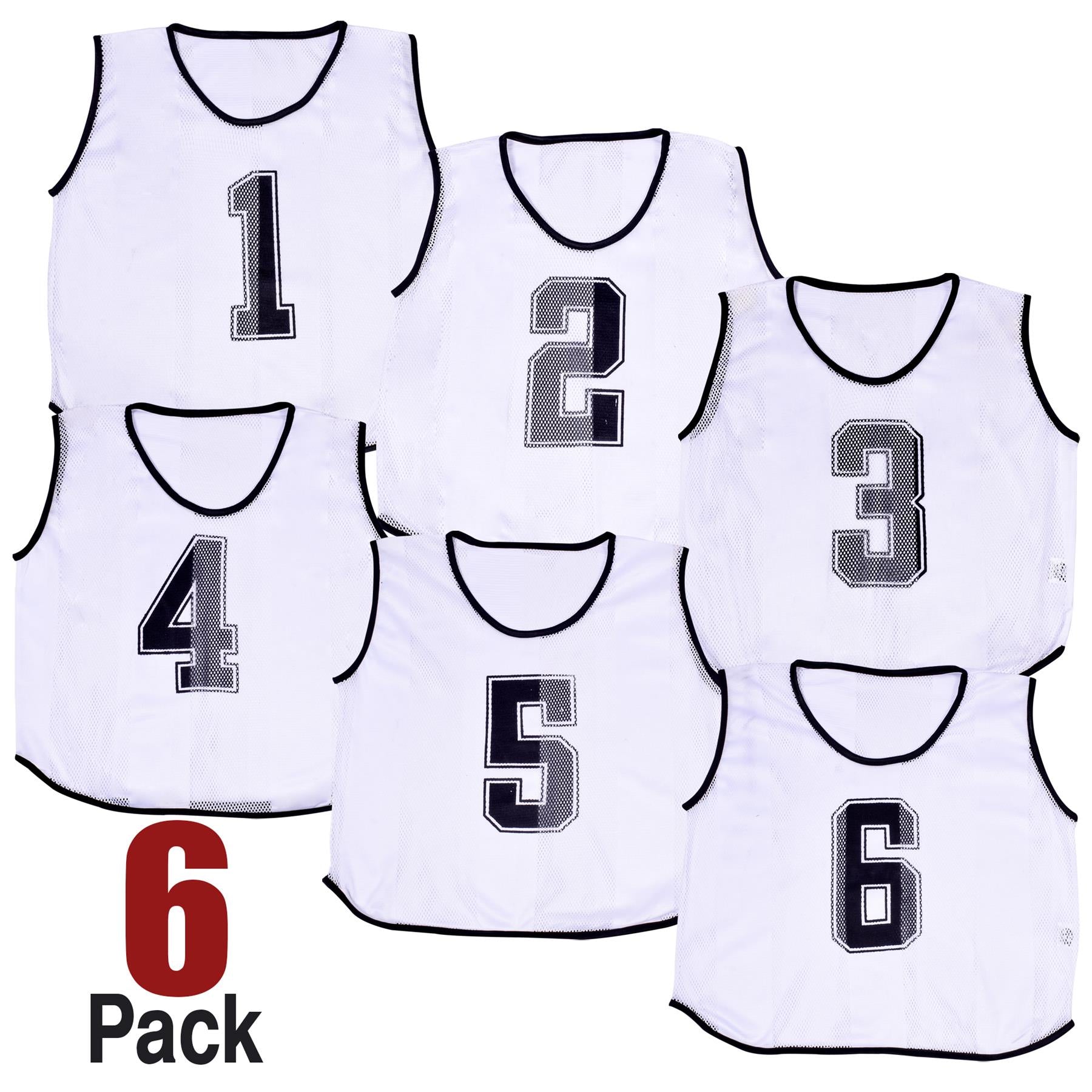 Kids 6 Pack Sports Number Mesh Bibs Comfortable During Football Rugby Sports