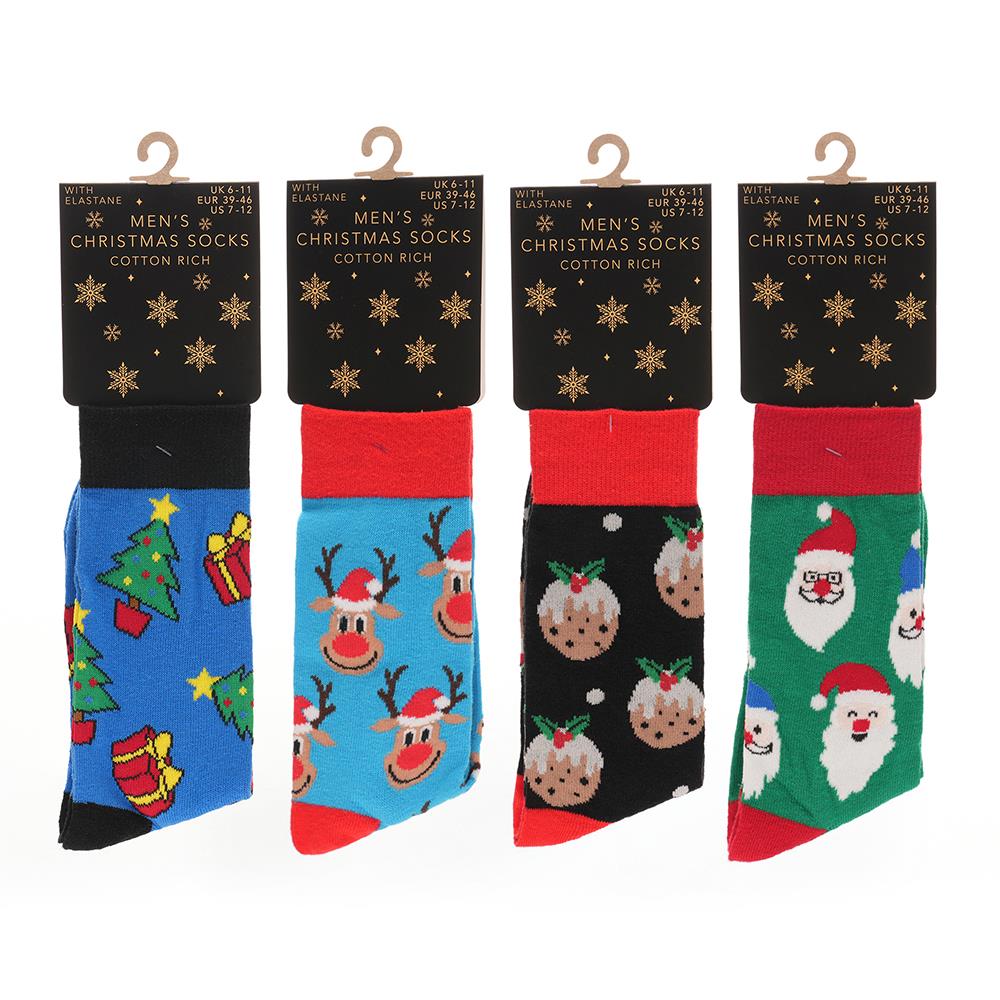 A2Z Mens Socks 4 Pack Christmas Novelty Durable Stylish Winter Warm Cosy Socks