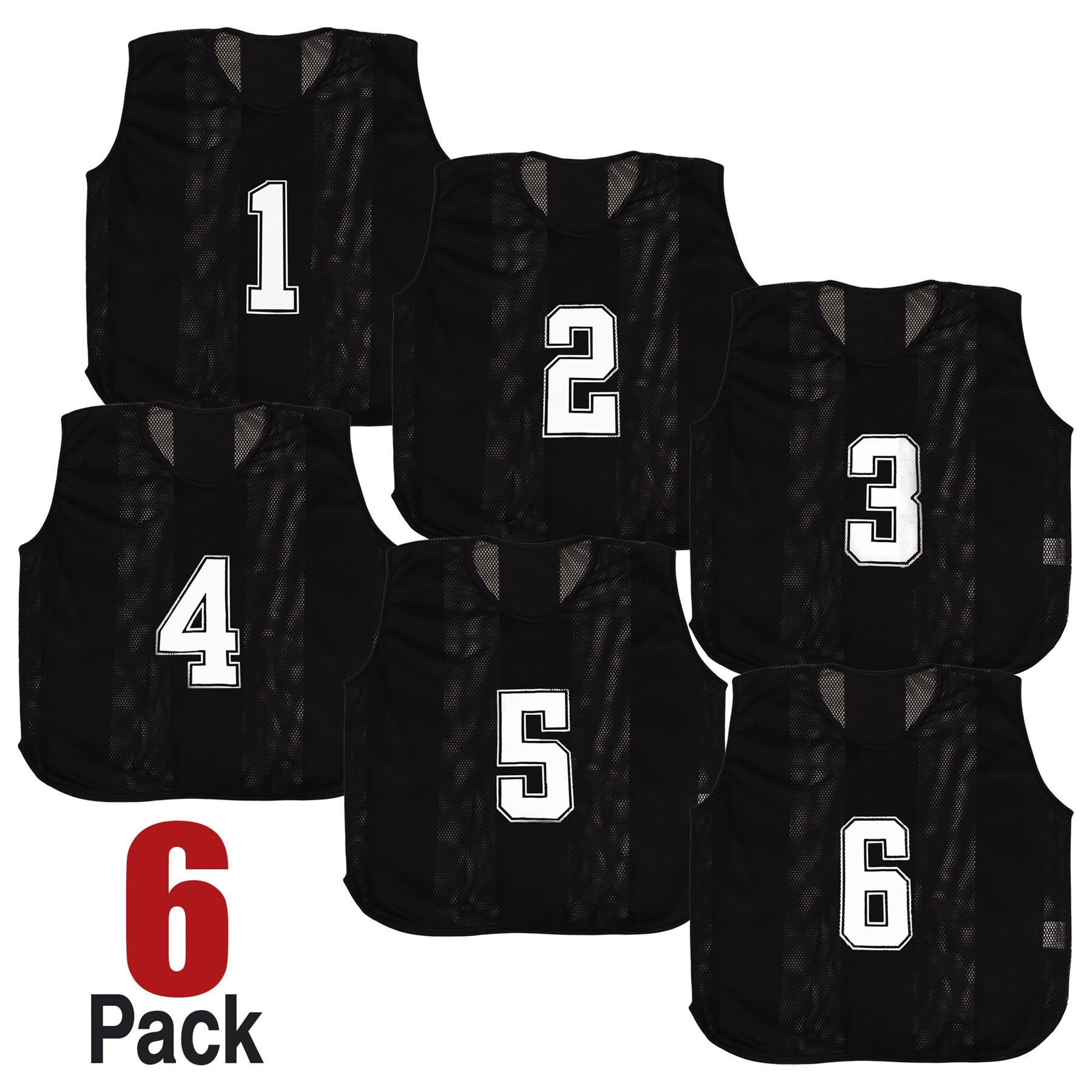 Kids 6 Pack Sports Number Mesh Bibs Comfortable During Football Rugby Sports