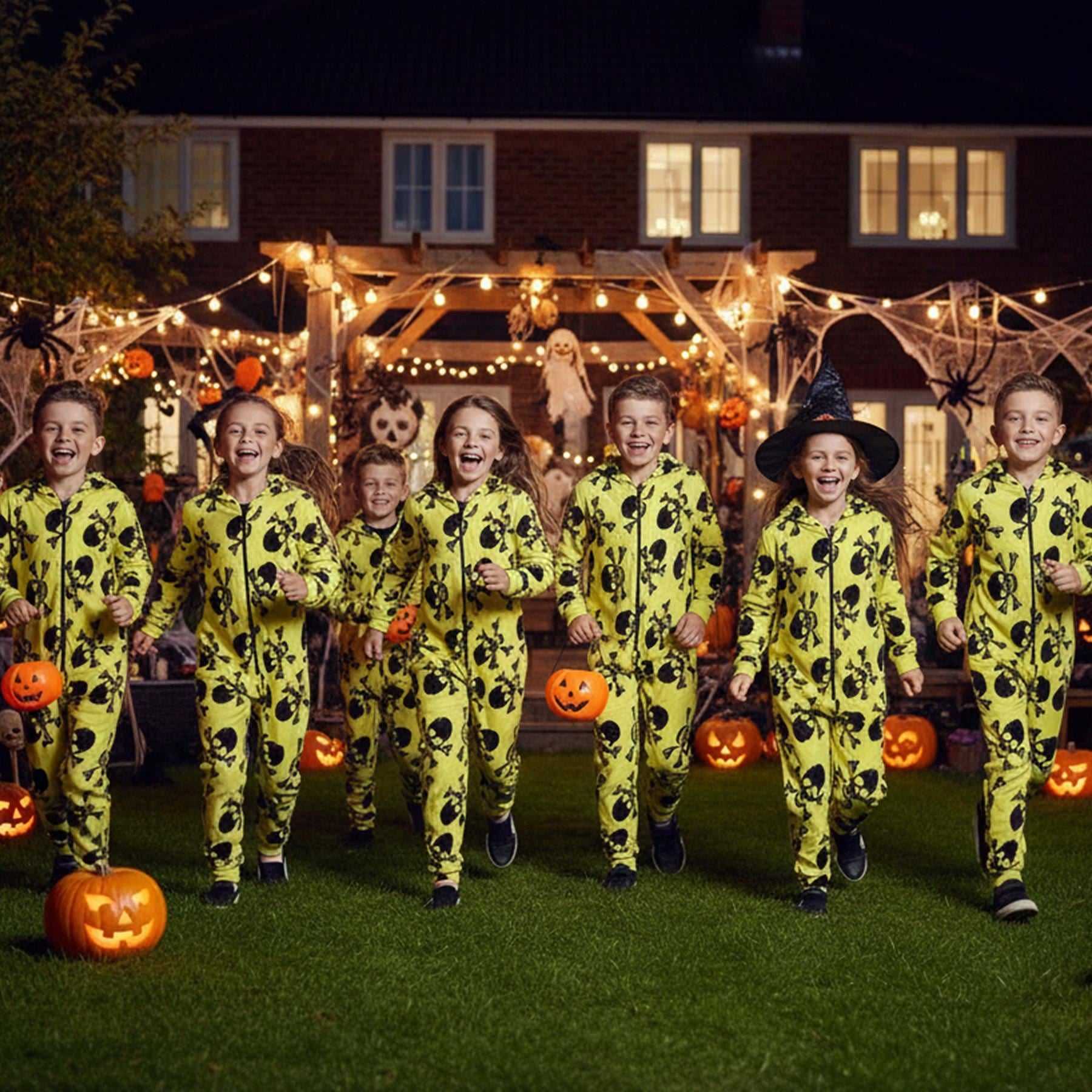 Kids Girls Boys One Piece Halloween Print Onesie