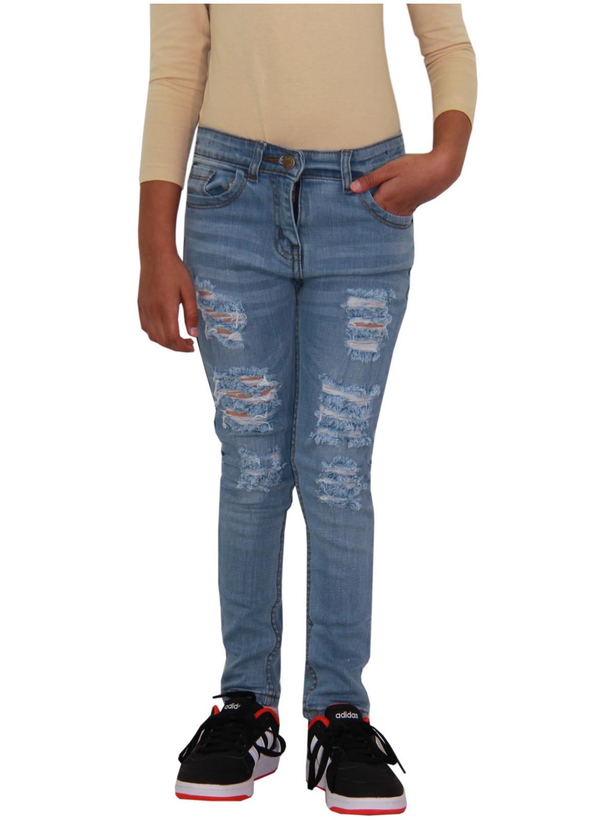 Girls Denim Ripped Skinny Jeans Lightweight Pants