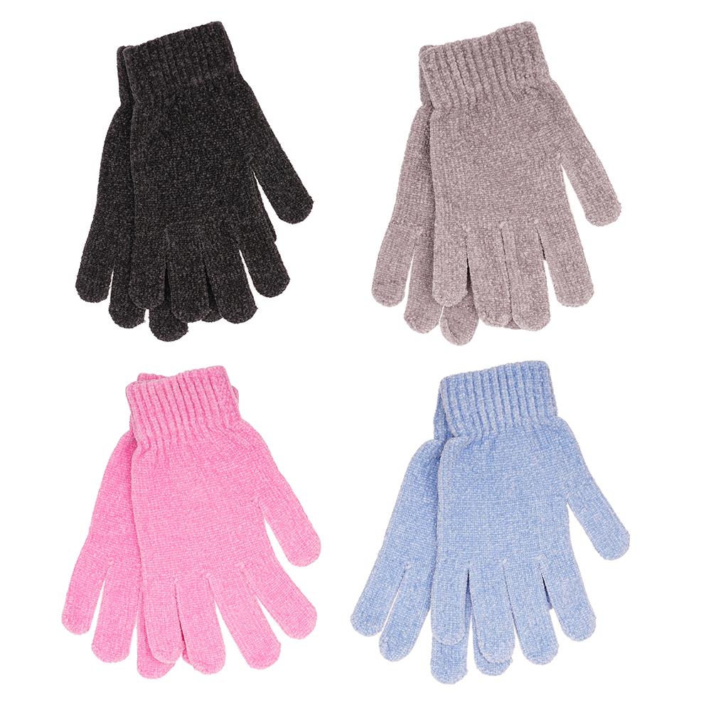 A2Z Ladies Gloves 4 Pack Women Winter Warm Chenille Gloves One Size Soft Mittens