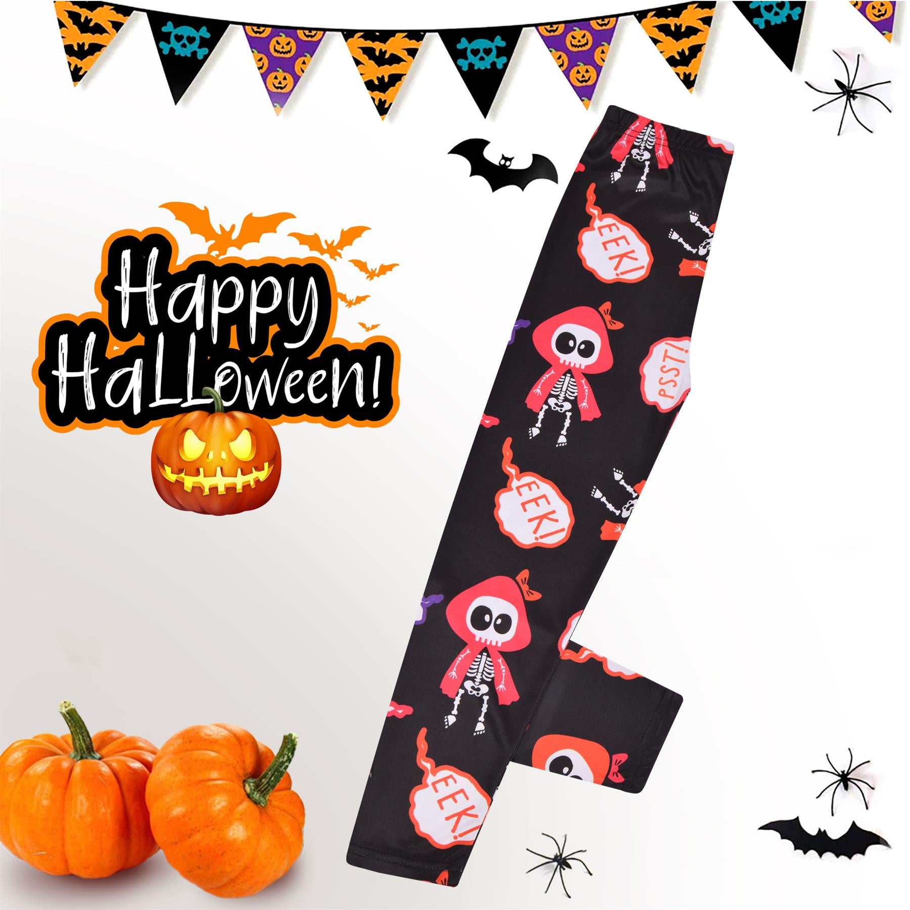 Girls Spider Web Skull Print Halloween Legging