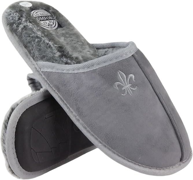 Mens Memory Foam Mule Slippers Quilted Puffa Fleece Lined Slip-On House Shoes