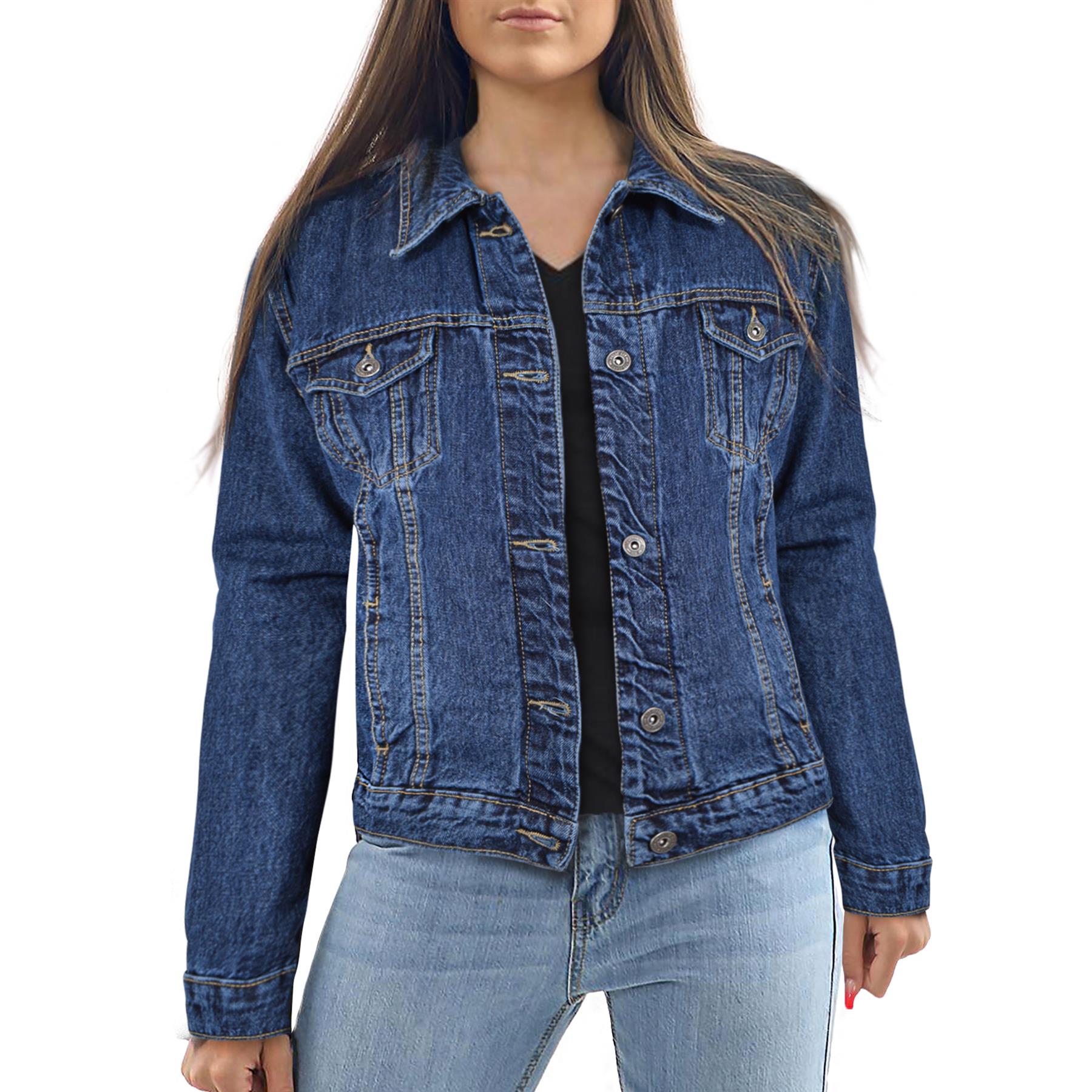 Ladies Women Denim Jacket Cotton Casual Fashion Vintage Classic Streetwear Jean