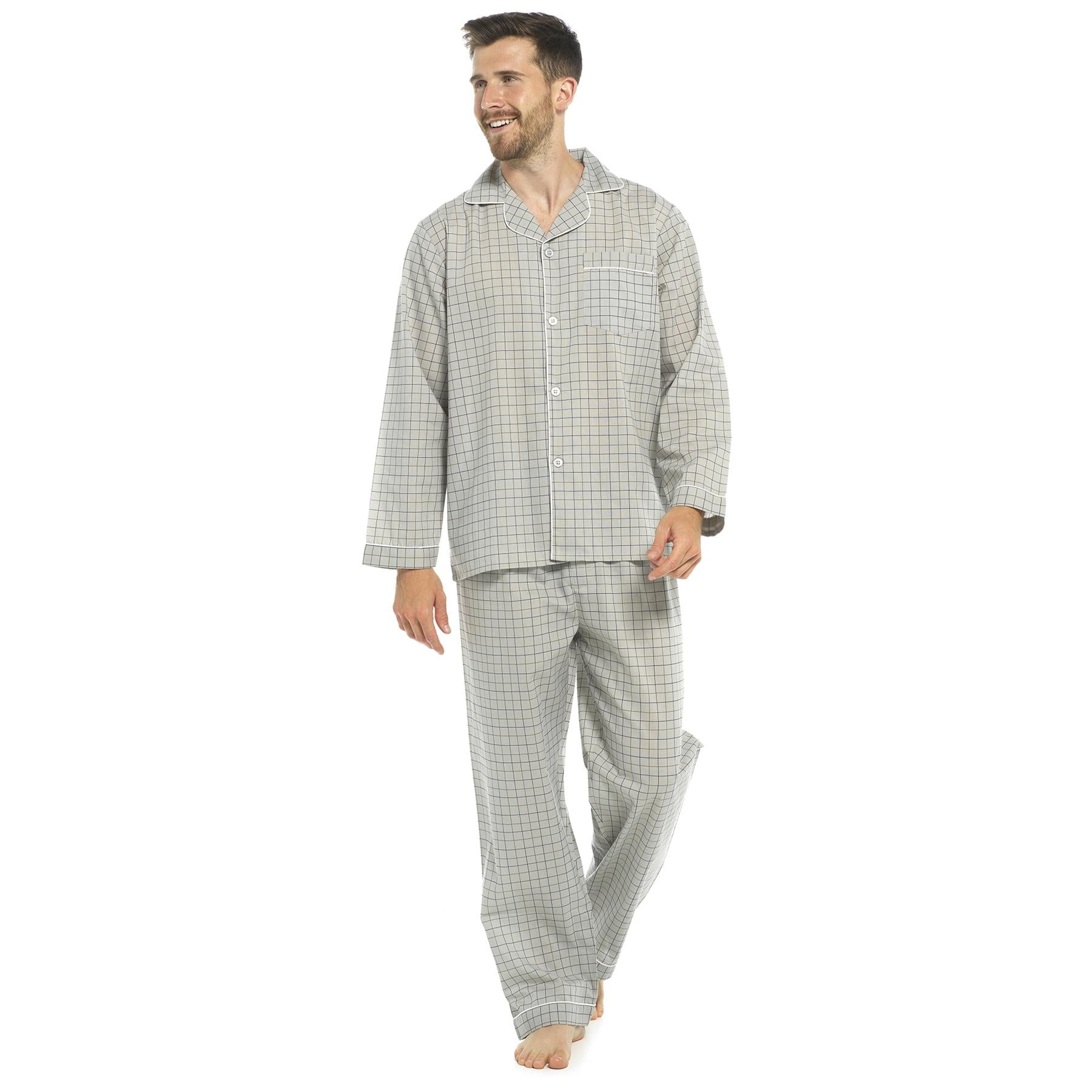 A2Z Mens Pyjama Traditional Poly Pyjama Sets Long Sleeve 2 Piece Pyjamas Top Set