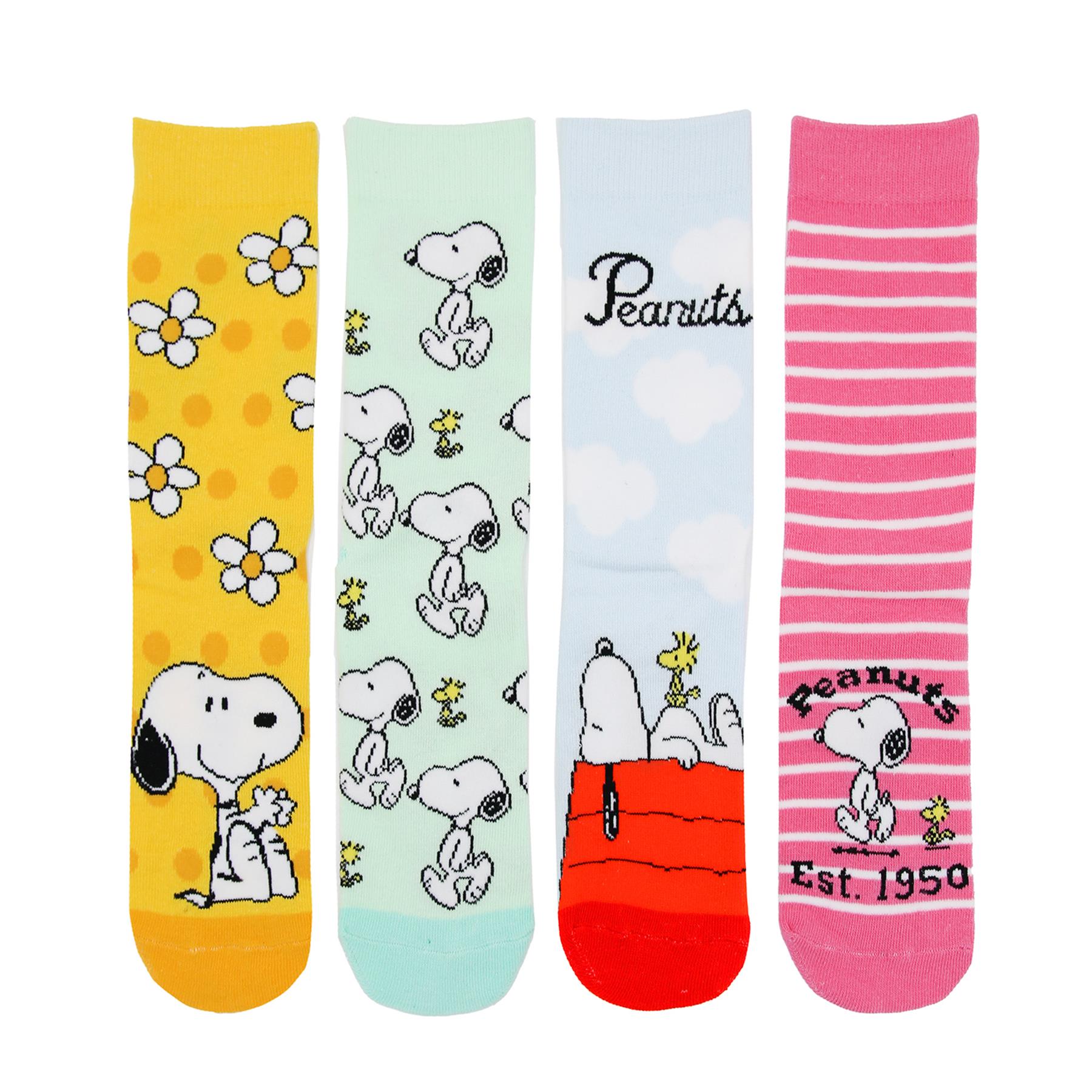 Womens Socks 4 Pack Peanuts Ankle Socks Officially Licensed Footwear Ladies Sock