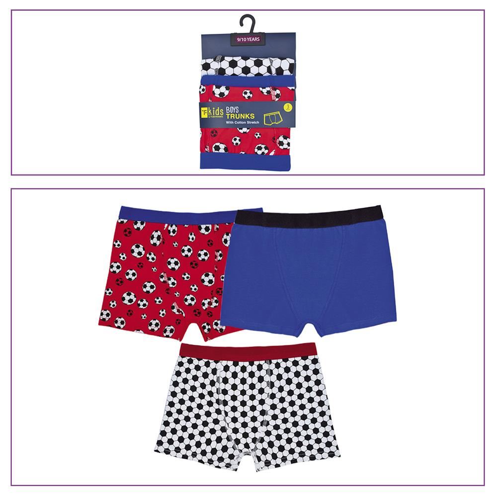 A2Z 4 Kids Boys Trunks Pack Of 3 Football Gaming Knickers Cotton Mix Underpants