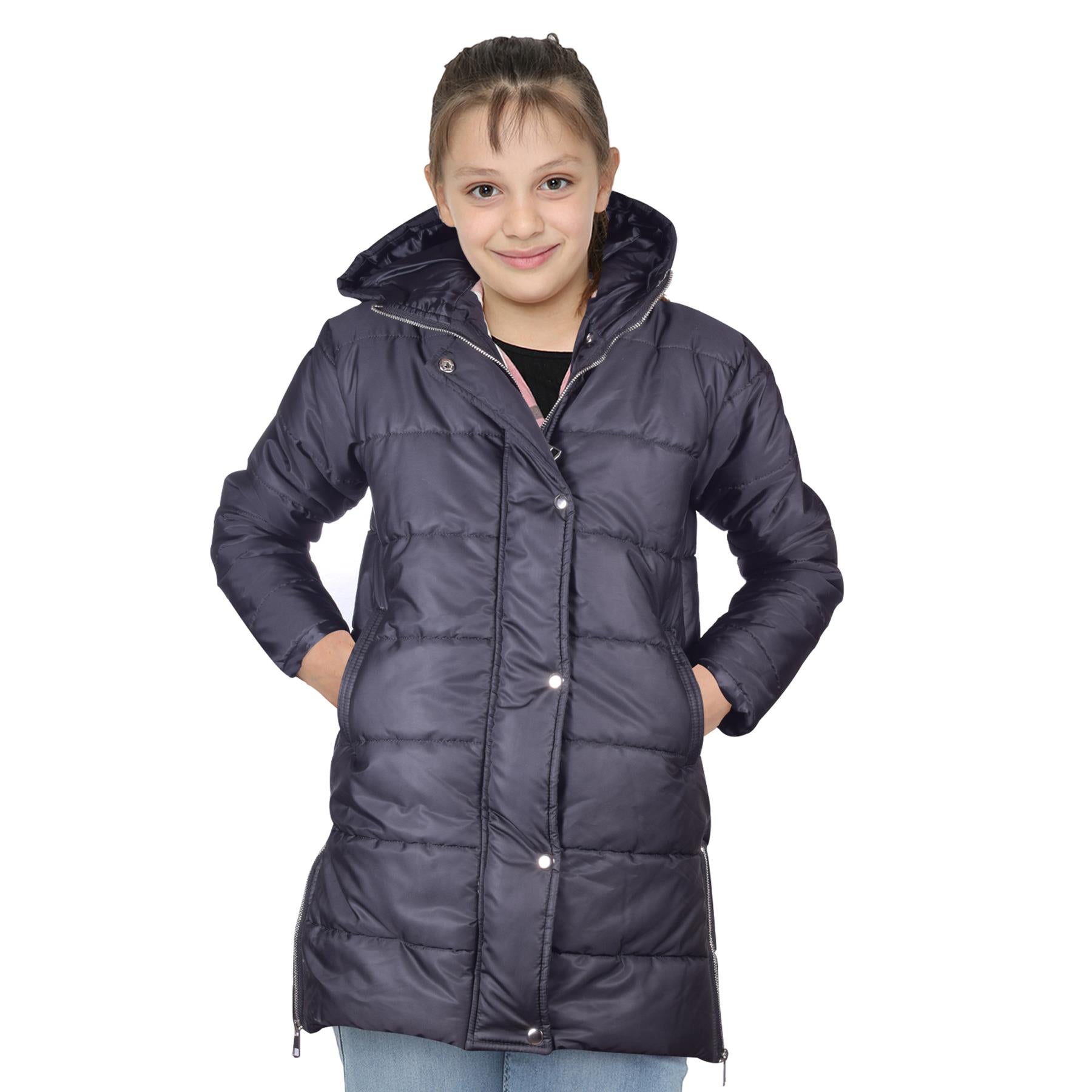 Kids Girls Fashion Oversized Jacket Long Line Jacket Long Sleeveless Coat 7-13 Yr