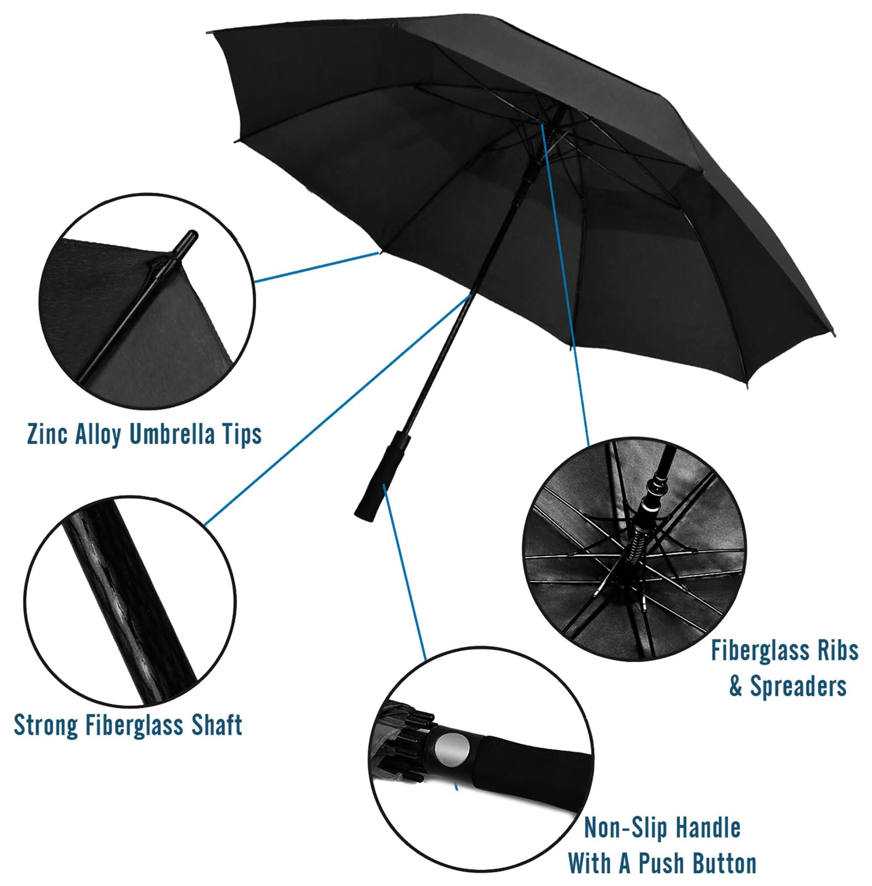 A2Z Golf Umbrella Super Deluxe Auto Open Wind Rain Resitant Double Vented Canopy