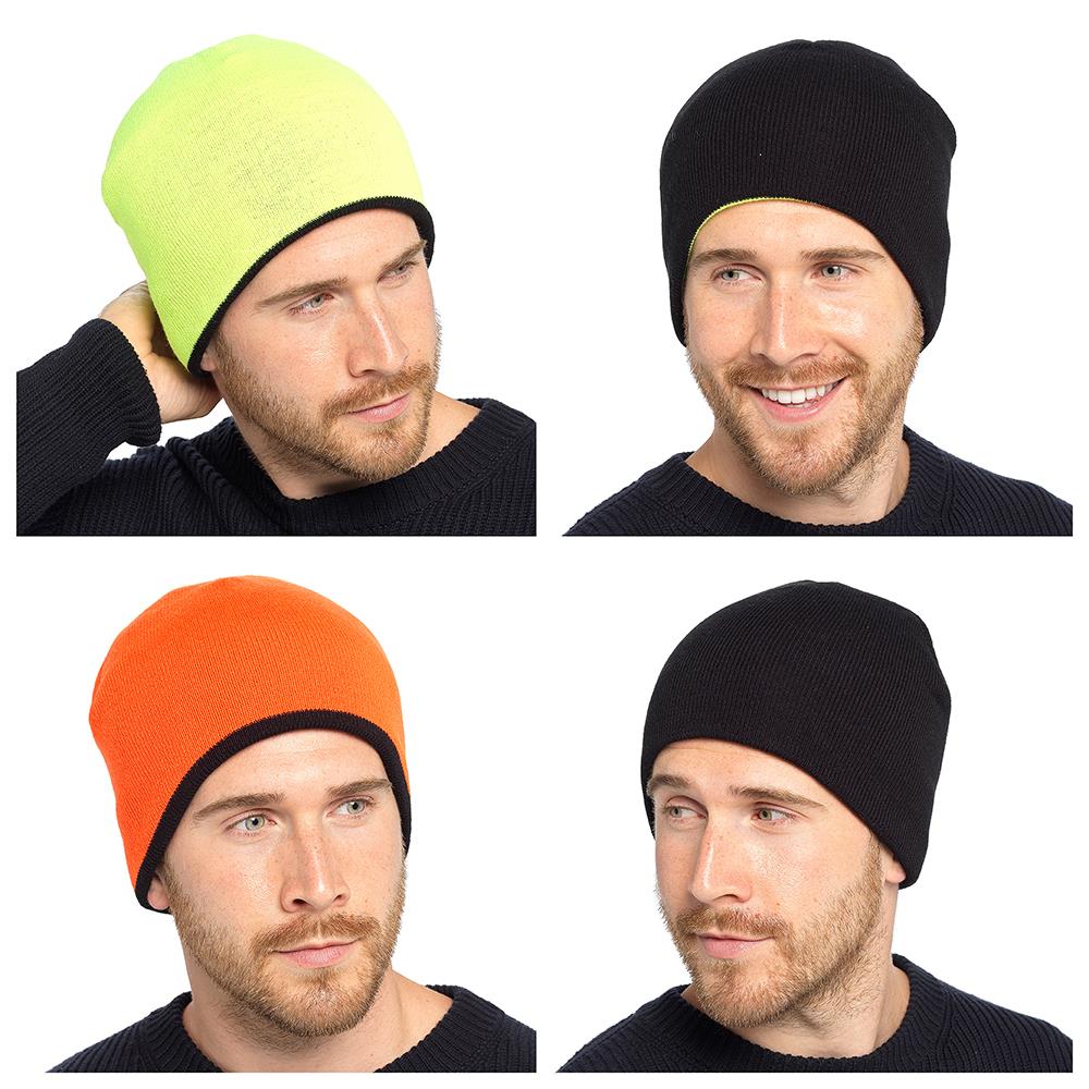 A2Z Mens Reversible Hat Beanie Soft Feel Stretchy Cold Weather Winter Warm Hats