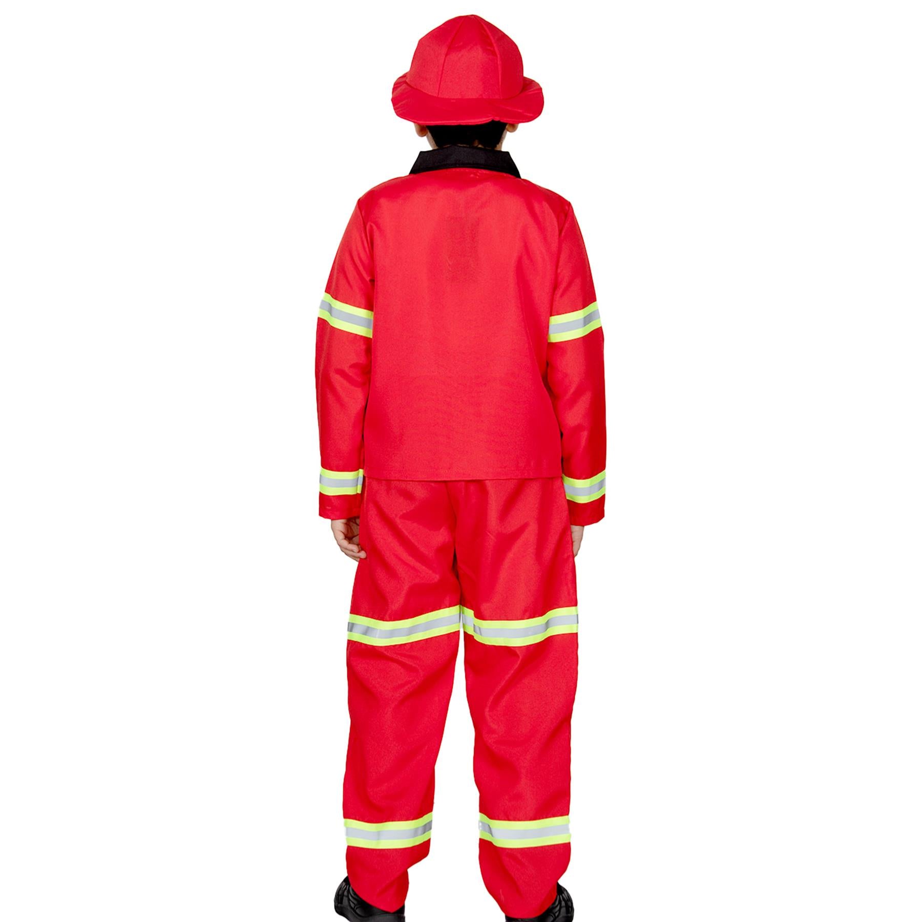 Kids Fireman Costume Firefighter Role Play Halloween Fire Man Uniform Outfit Kit