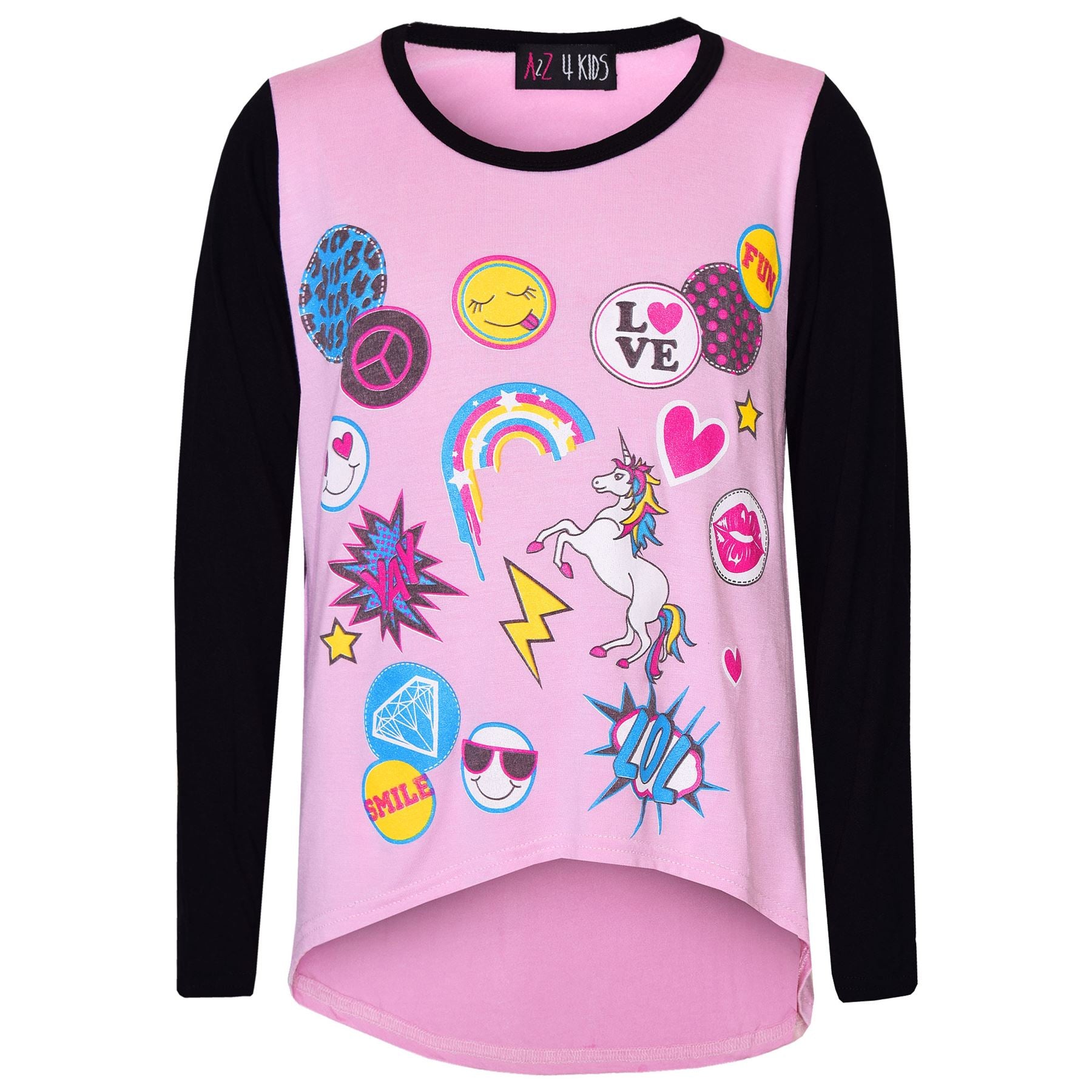 Girls Top Kids Long Sleeves Unicorn & Rainbow Print T Shirt & Legging Set