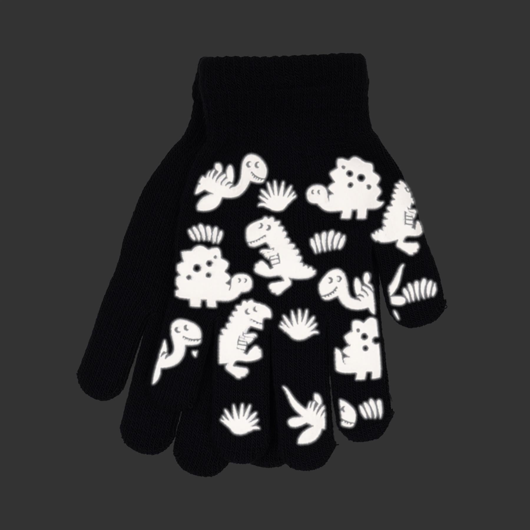 Boys Xmas Gloves 3 Pack Warm Magic Glow In The Dark Mitten Full Finger Gloves