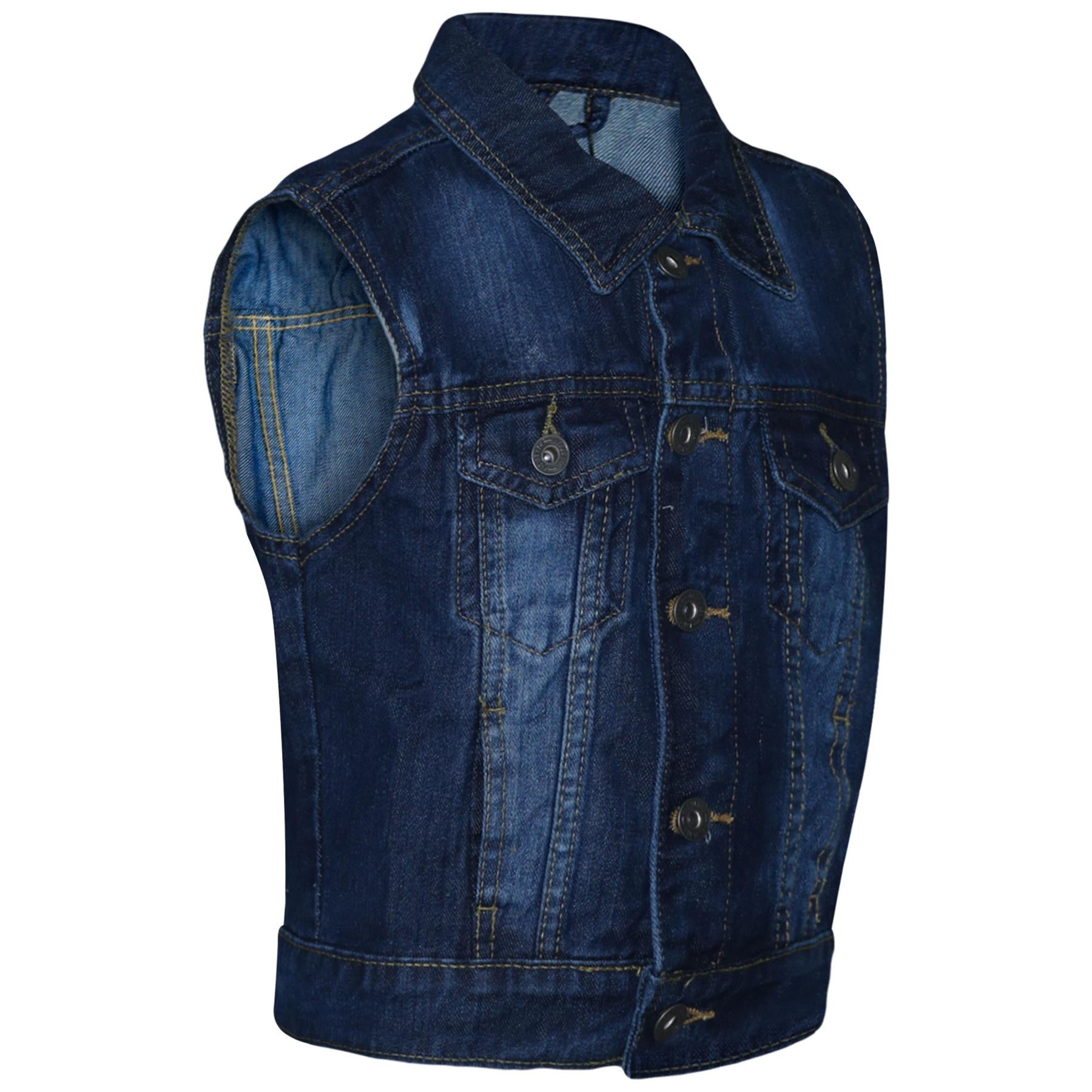 Kids Boys Denim Jacket Jeans Gilet Faded Sleeveless Coats Age 3-13 Years