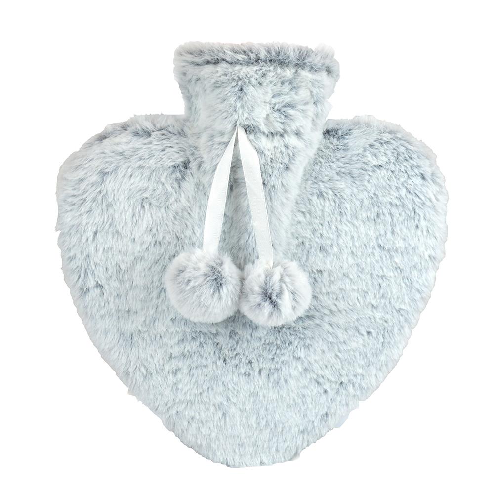 A2Z Hot Water Bottle 800ML Heart Shaped Faux Fur Fleece Cover Long Hot Water Bag