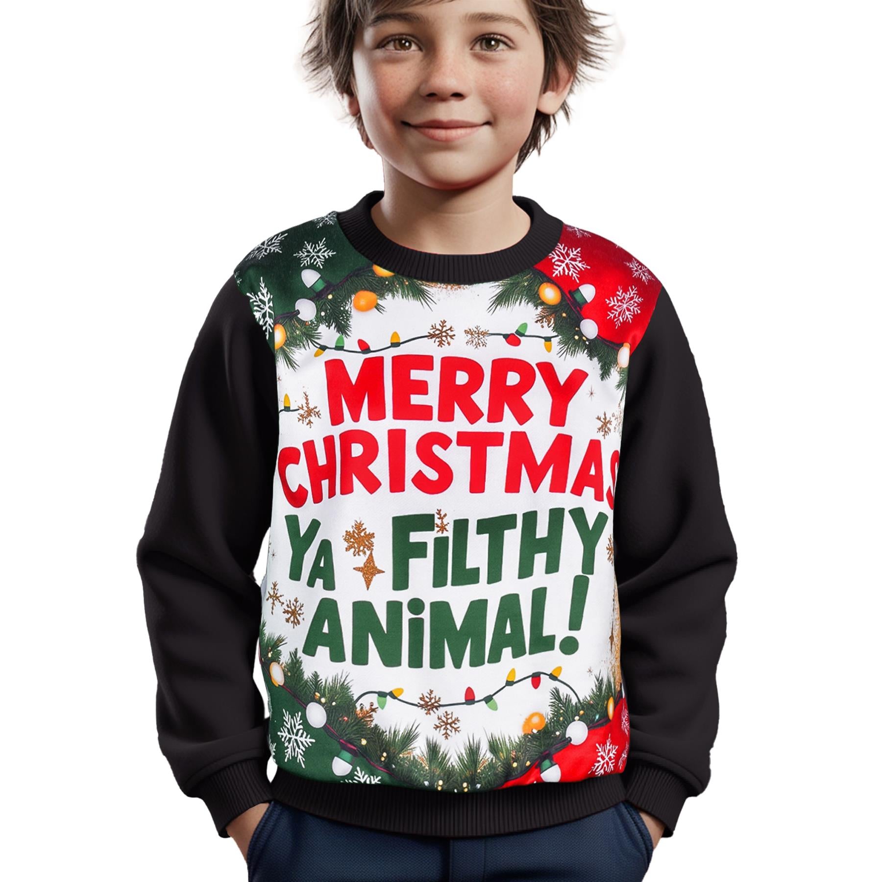 Kids Girls Boys Merry Christmas Ya Filthy Animal Jumper Hoodies Xmas Sweatshirts