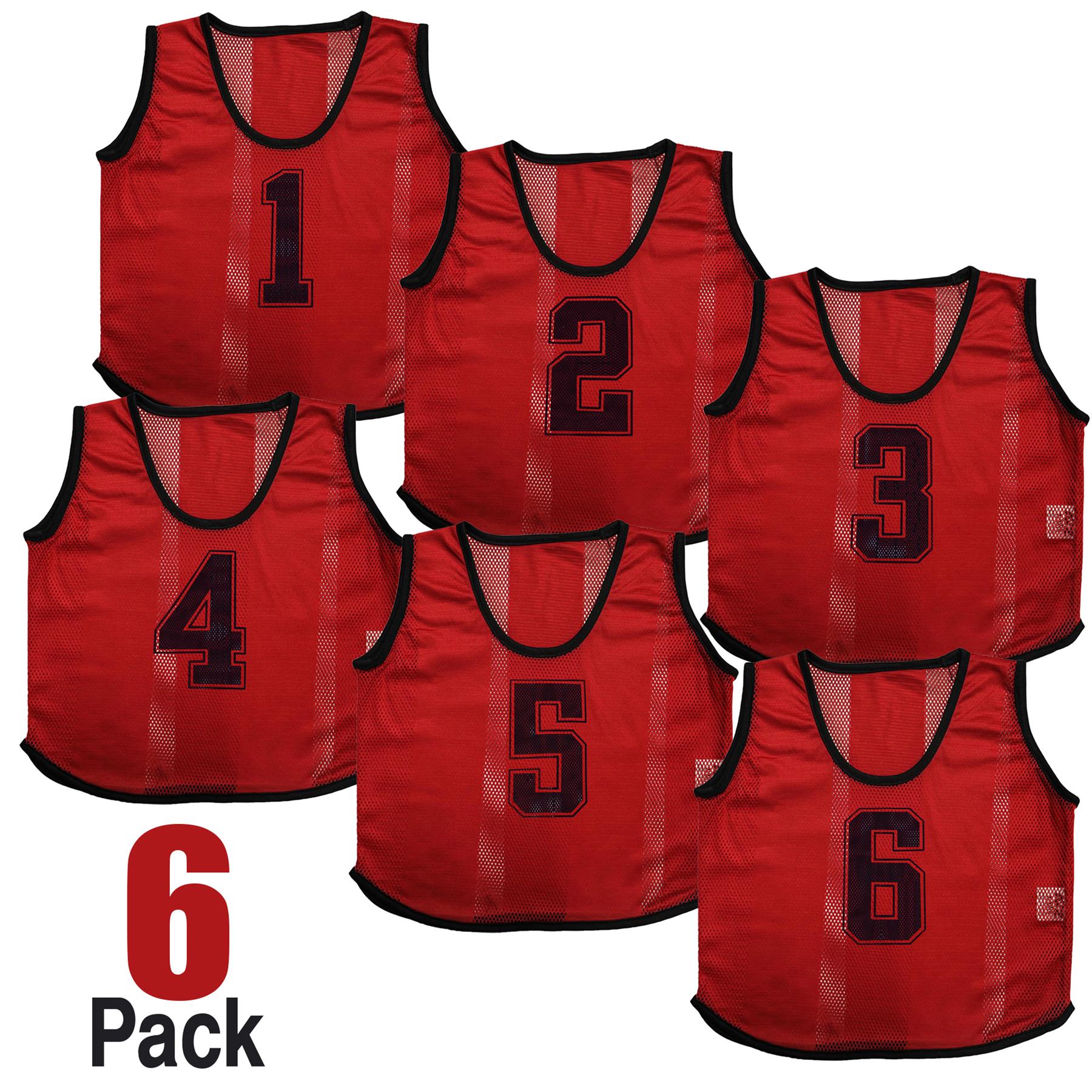 Kids 6 Pack Sports Number Mesh Bibs Comfortable During Football Rugby Sports