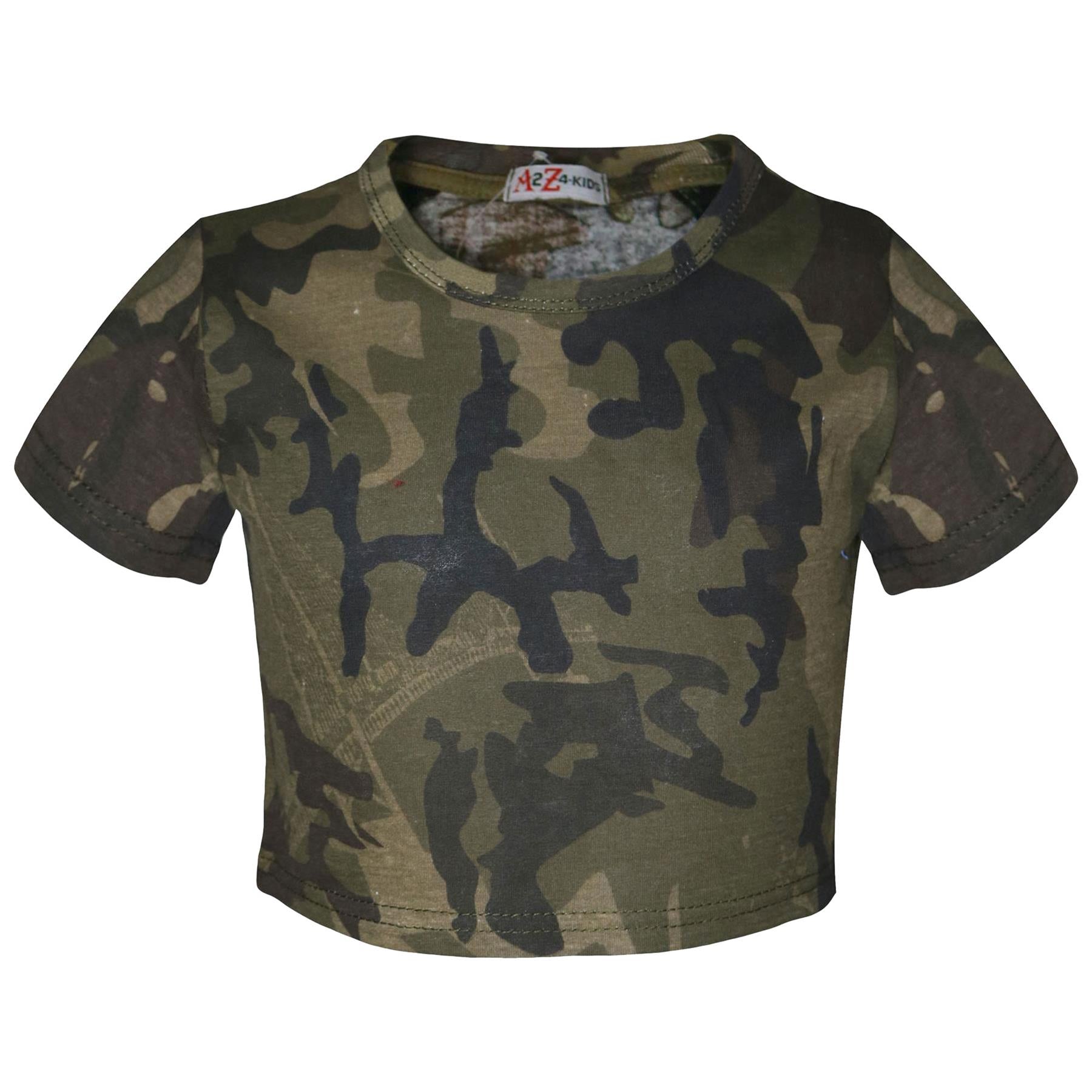 Kids Girls Camouflage Print Crop Top & Skater Skirt Summer Wear Outfit Set