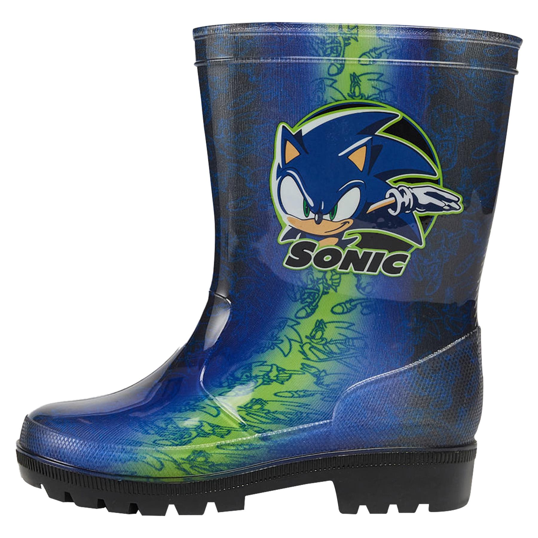 Kids Boys Sonic Wellies Officially Licensed Rain Boot Anti-Skid Rubber Snow Boot