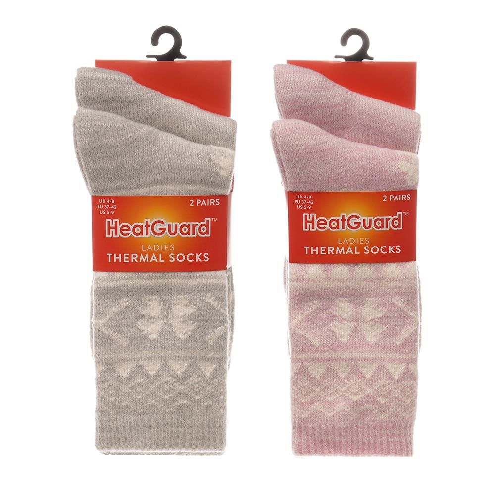 A2Z 2 Pack Ladies Fairisle Thermal Socks Comfortable For Daily Winter Warm Socks