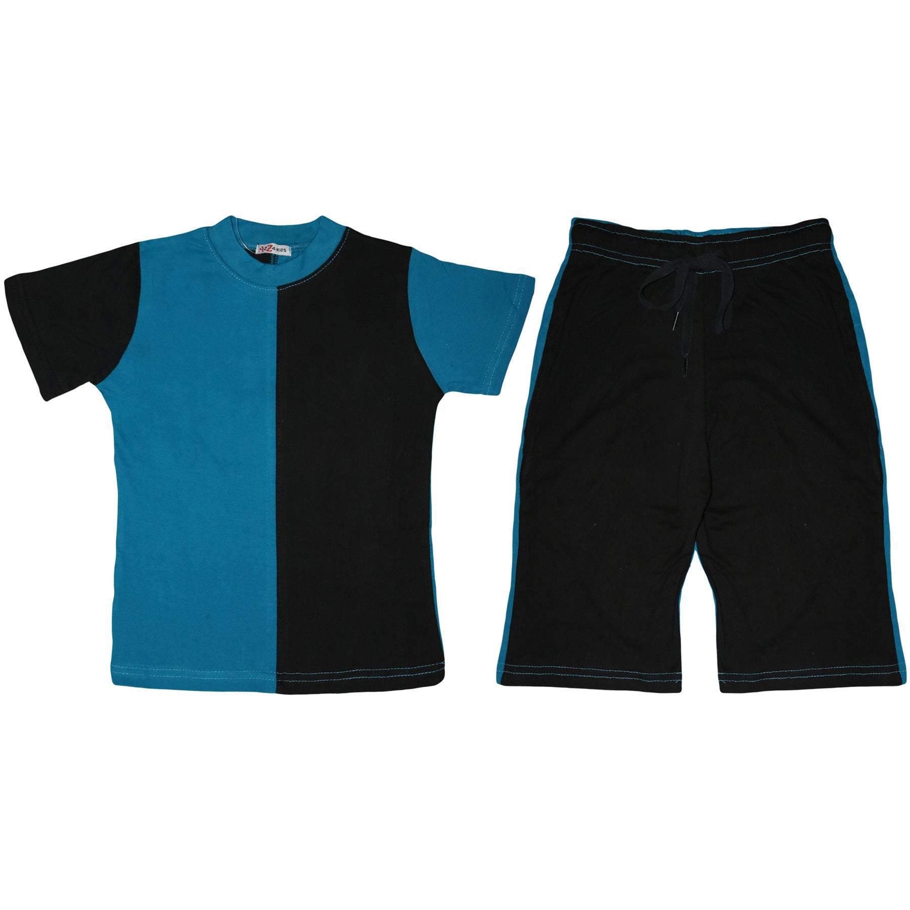 Kids Girls Colour Contrast Panel Top & Shorts Set