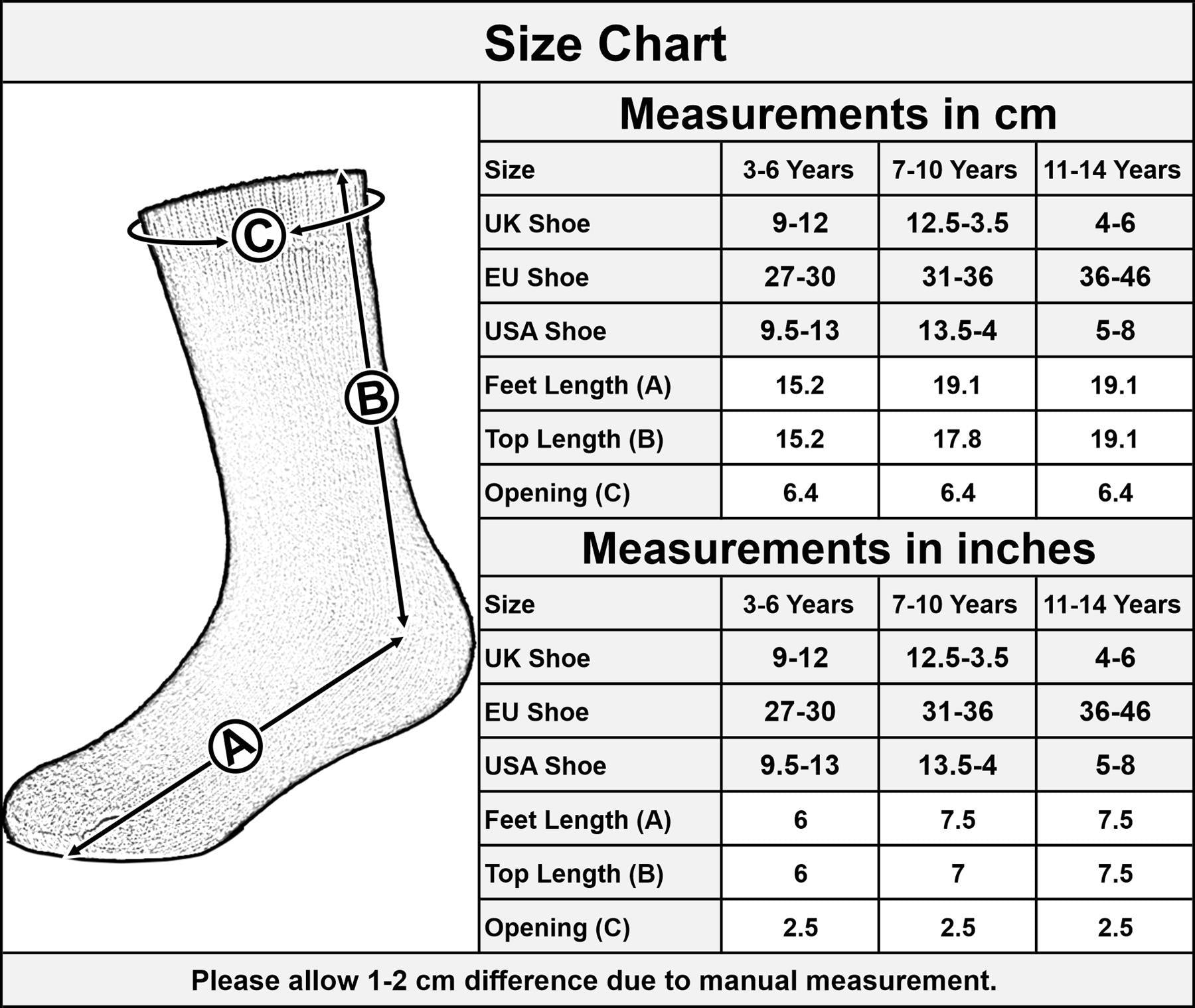 Kids Boys Girls Thermal Socks Winter Warmth Thick Insulated Cosy Warm Socks