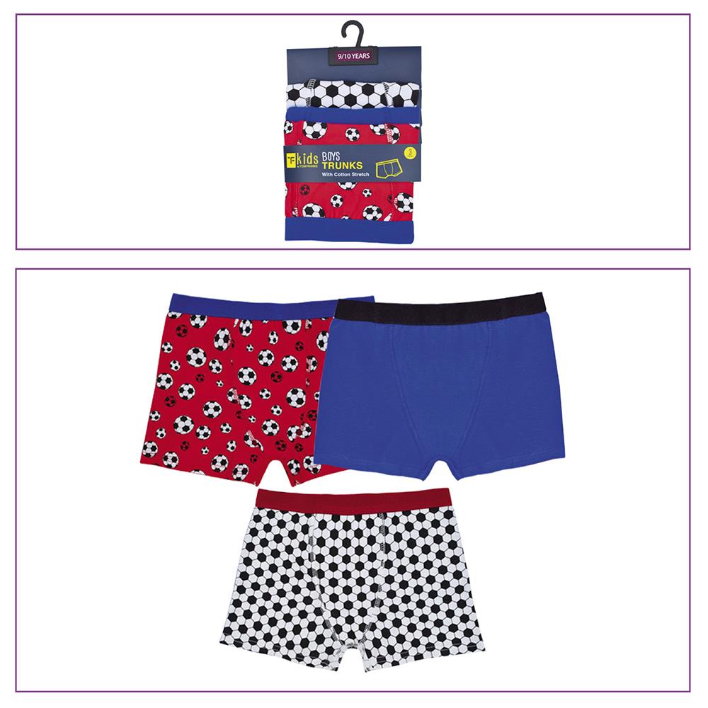 A2Z 4 Kids Boys Trunks Pack Of 3 Football Gaming Knickers Cotton Mix Underpants