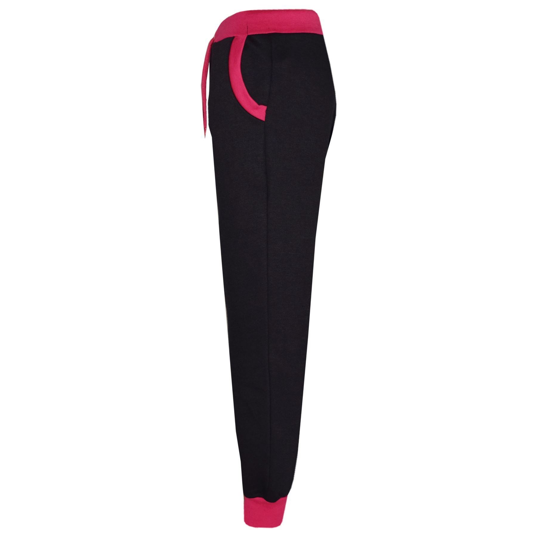 Kids Girls The Power Design Jogger Black & Pink Tracksuit