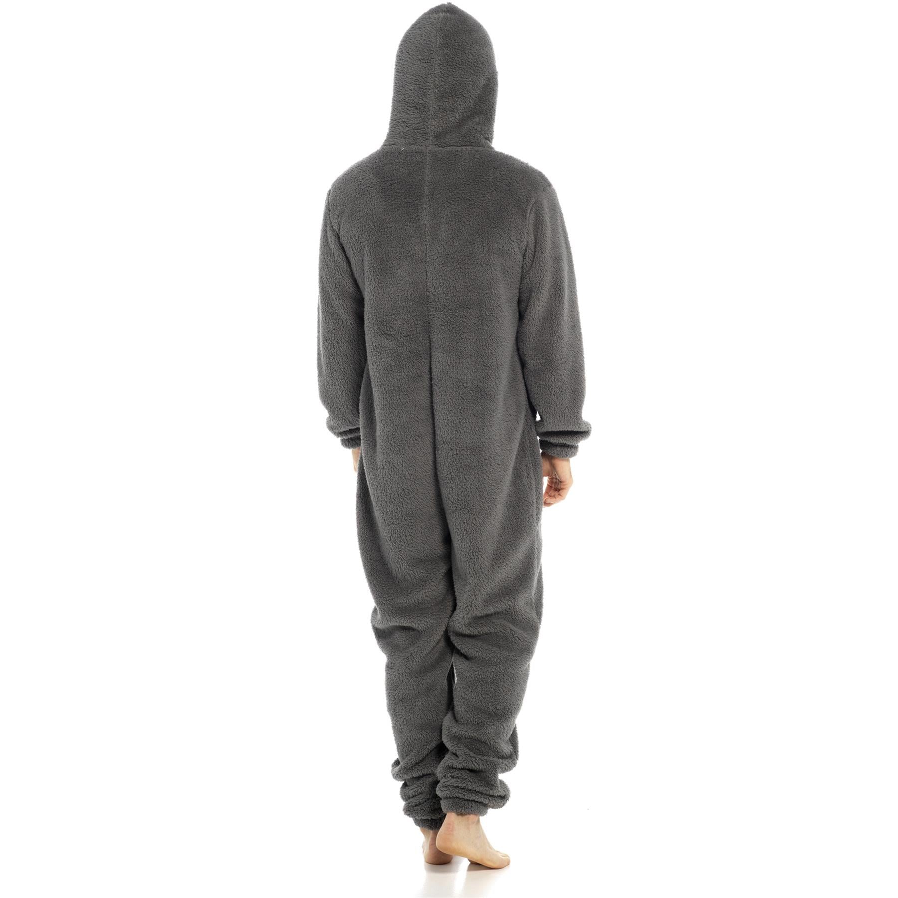 A2Z Mens Hooded Onesie One Piece Thick Snuggle Warm Fleece Soft Hooded Jumpsuit