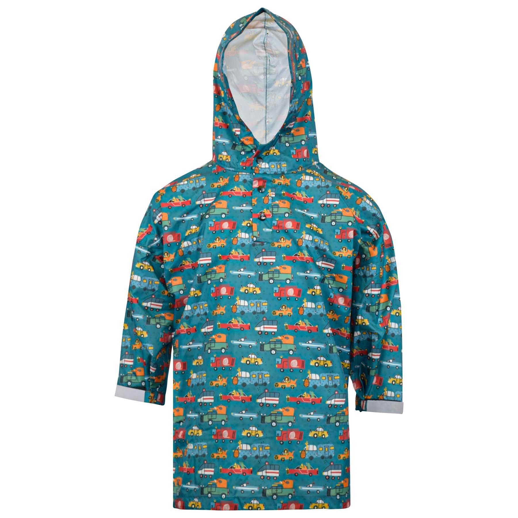 Kids Boys Car Raincoat Wind Resistant Lightweight Hooded Waterproof Jackets