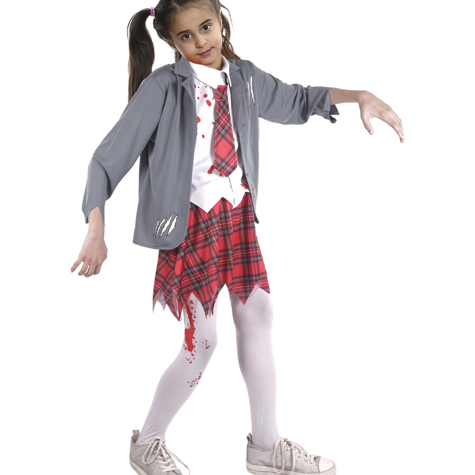 Kids Girls Zombie School Girl Halloween Costume Trick Or Treat Zombie Set