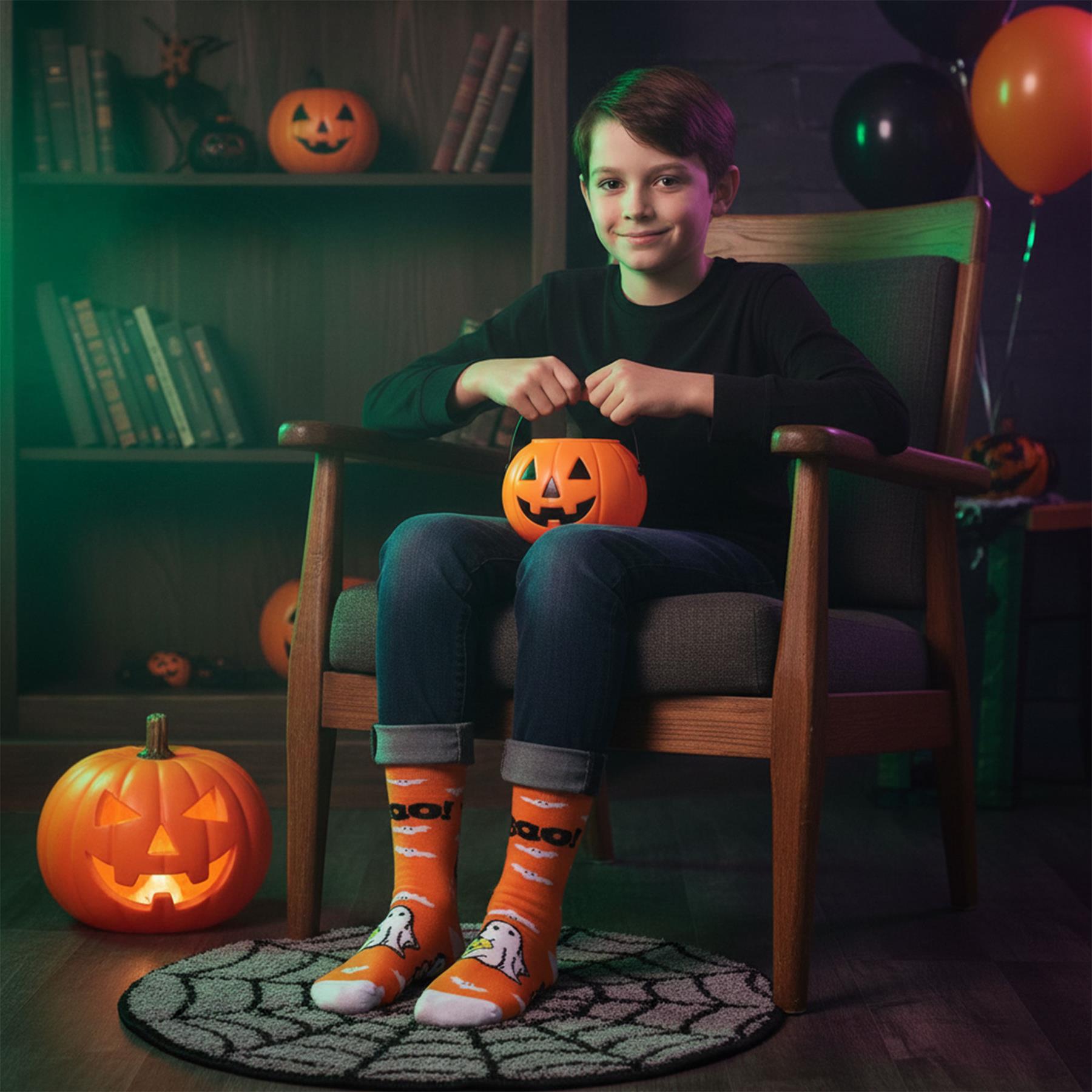 A2Z 4 Kids Girls Boys Novelty Halloween Skeleton Boo Spider Web Warm Crew Socks